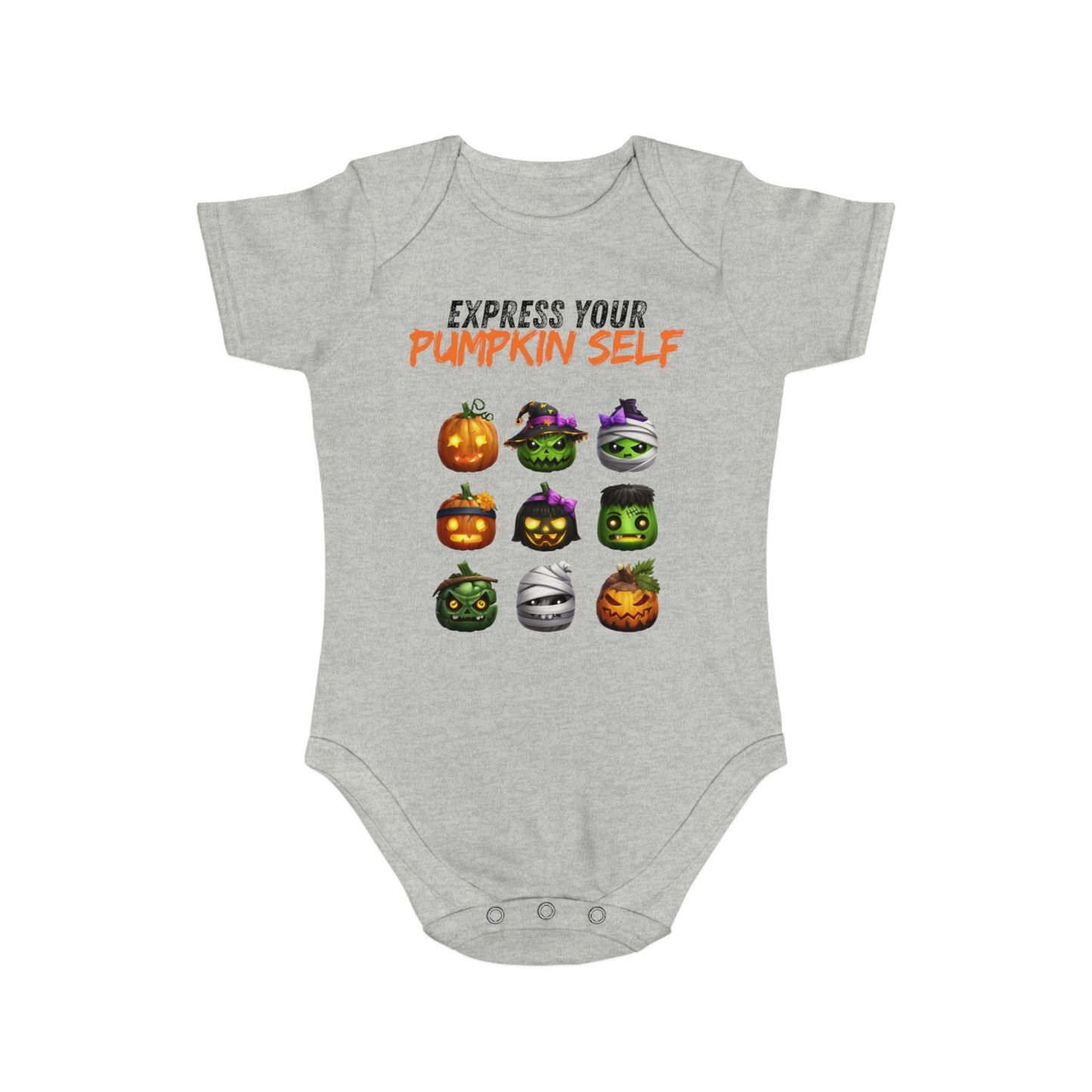 Halloween Baby Bodysuit, Express Your Pumpkin Self, Cute Infant Outfit, Spooky Baby Clothes, Fall Baby Gift, Pumpkin Costume - A Lid for Every Pot ~ Everyday Designz ~
