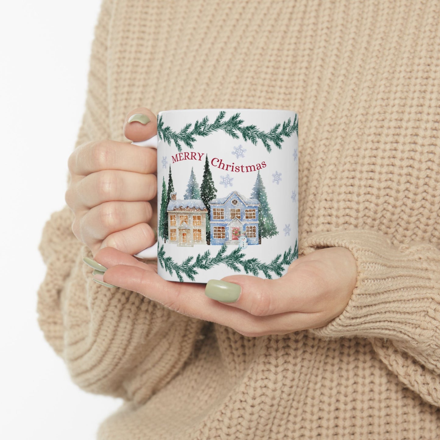 Christmas-Themed Ceramic Mug, Holiday Gift, Festive Drinkware, Winter Decor, Home & Kitchen, Coffee/Tea Cup