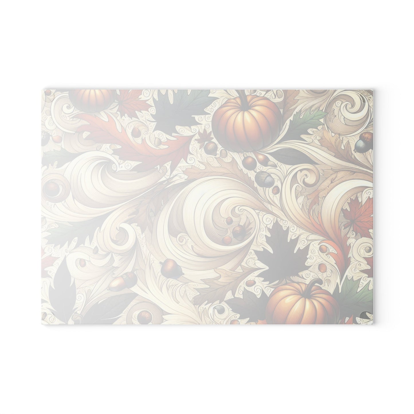 Autumn-Themed Glass Cutting Board, Fall Kitchen Decor, Thanksgiving Gift, Rustic Kitchenware, Seasonal Cooking Essential Printify