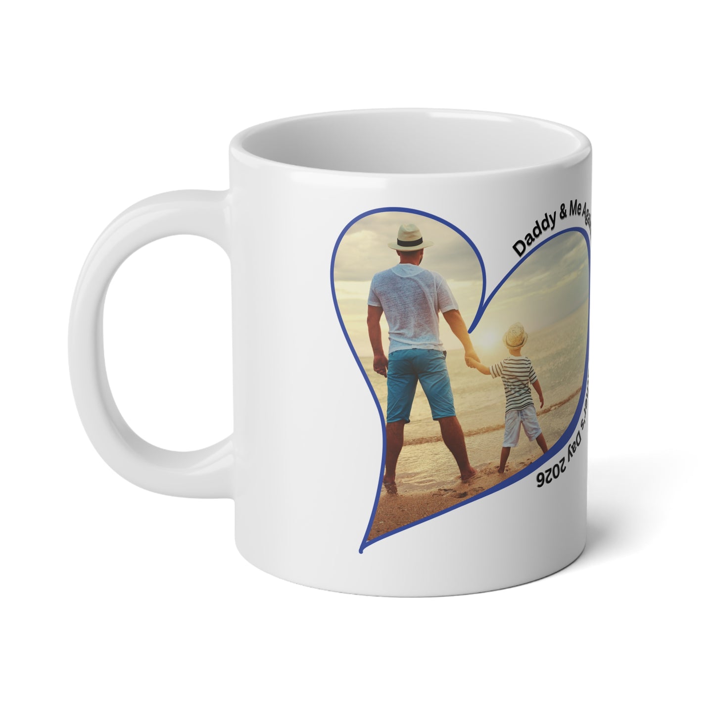 Personalized Fathers Day Jumbo Mug Custom Photo Heart Coffee Cup With Name and Date Keepsake Gift 20oz
