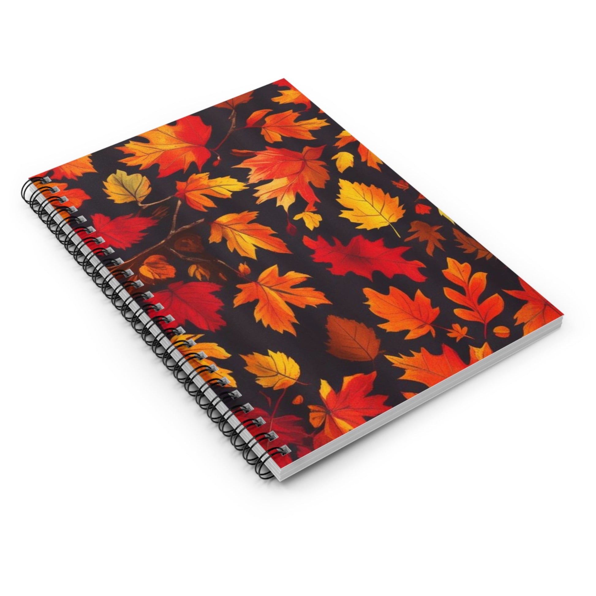 Autumn Leaves Spiral Notebook - Ruled Line, Fall Stationery, Nature Lover's Journal, Back to School, Gift for Writers, Cozy Aesthetic Printify