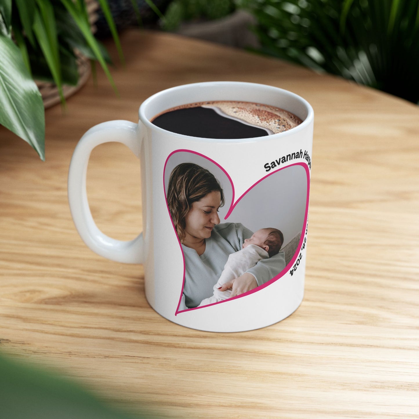 Personalized Baby Keepsake Mug Custom Newborn Photo Heart Coffee Cup With Name and Birth Date Gift 11oz 15oz