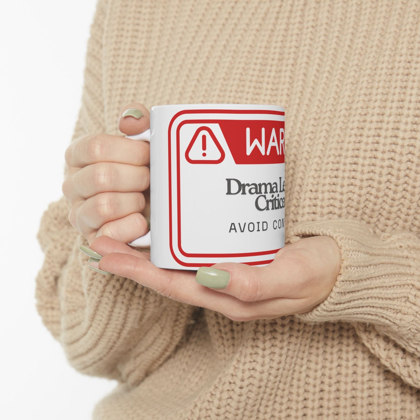 Warning Mug - Dram Level Critical Avoid Contact| Funny Coffee Cup, Gift for Coworkers, Mom, Dad, Humorous Office Mug, Unique Kitchen Decor