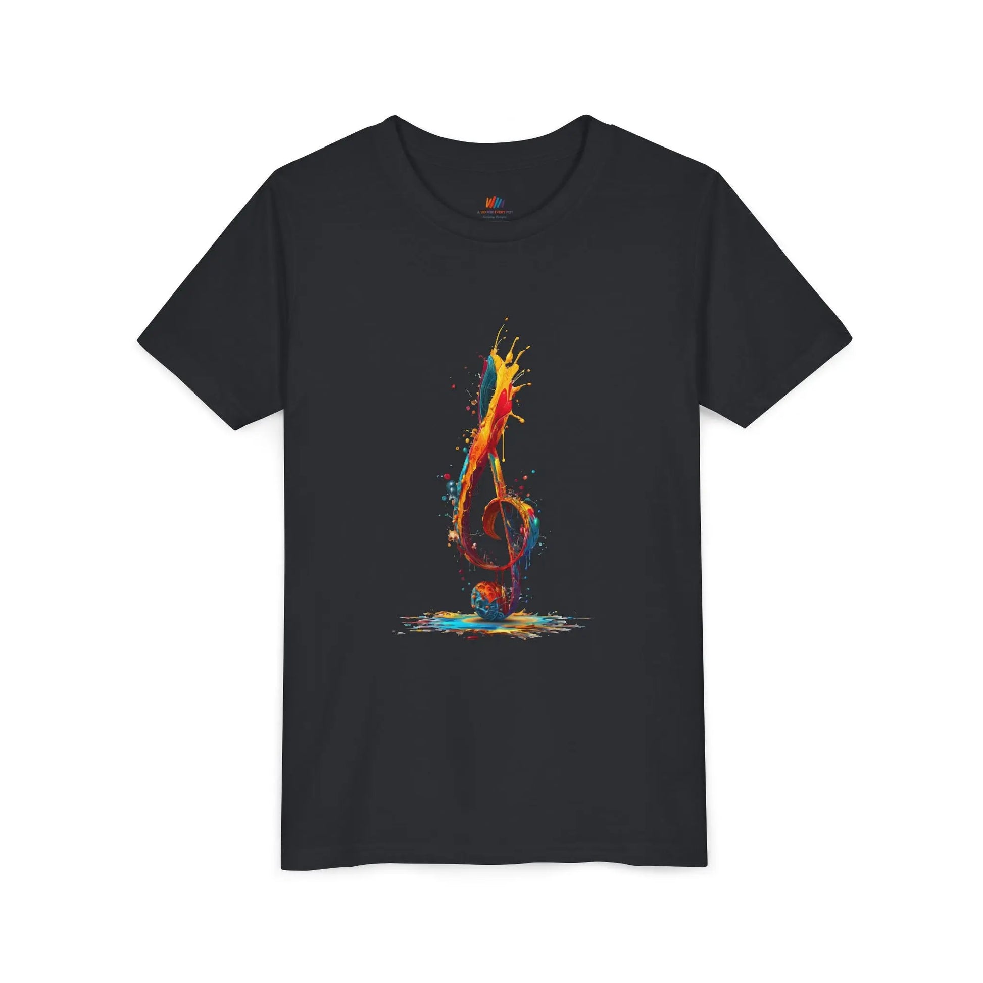 Youth Music Note Tee, Colorful Treble Clef Shirt, Printify