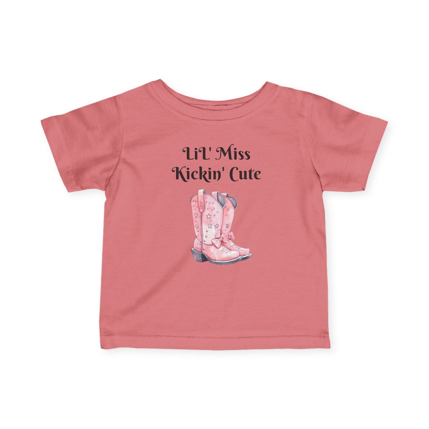 Lil' Miss Kickin' Cute Infant Tee, Baby Shirt, Toddler Clothing, Western Theme Outfit, Cute Baby Gift, Birthday Present Printify