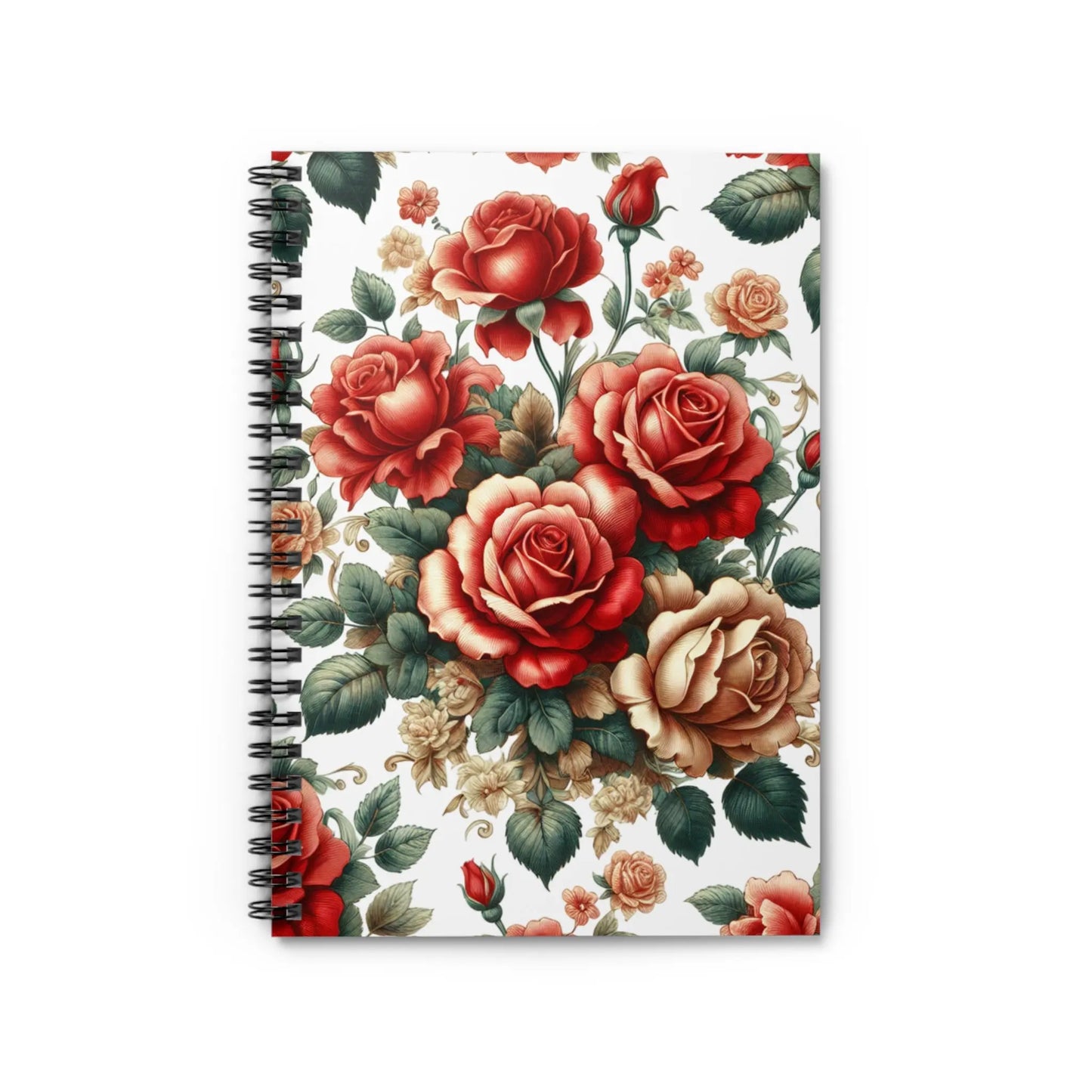 Vintage Floral Spiral Notebook - Ruled Line | Journaling, Notetaking, Gift, Floral Design, Stationery Printify