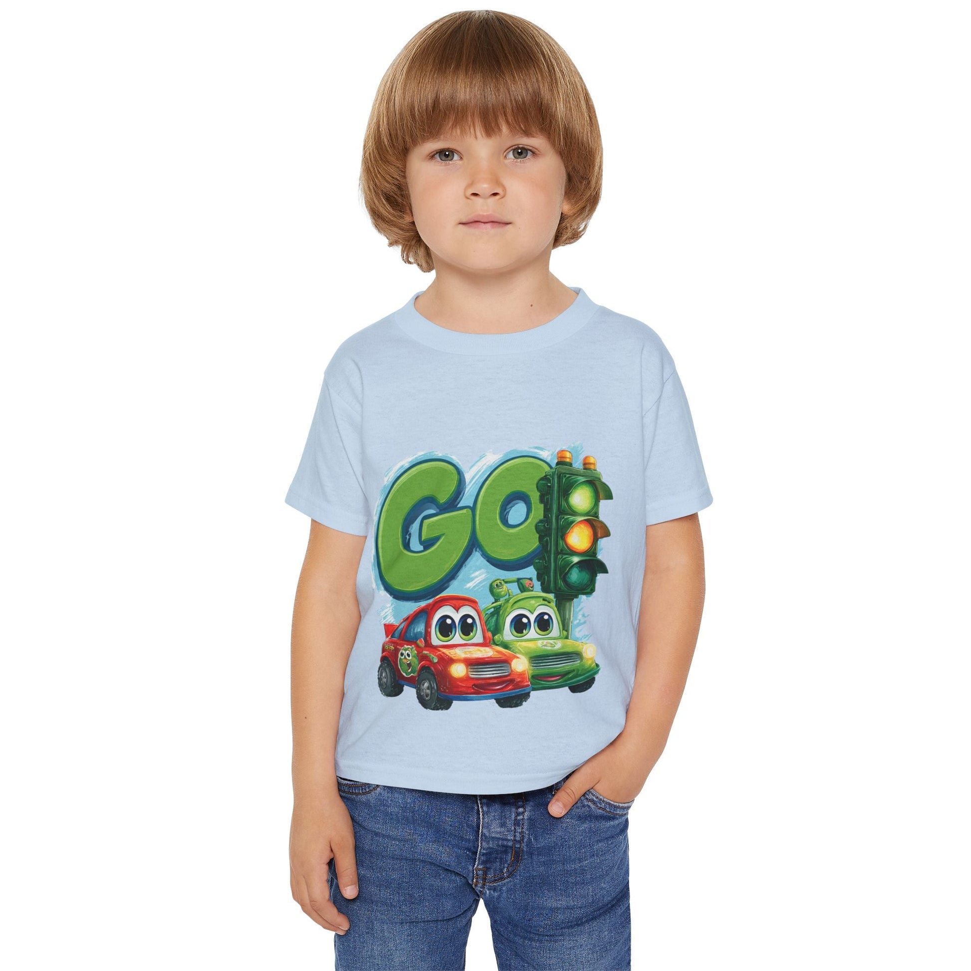 Colorful Kids' Tee with Cars Design, Toddler T-shirt, Go Traffic Shirt, Fun Playtime Apparel, Gift for Birthdays or Holidays Printify