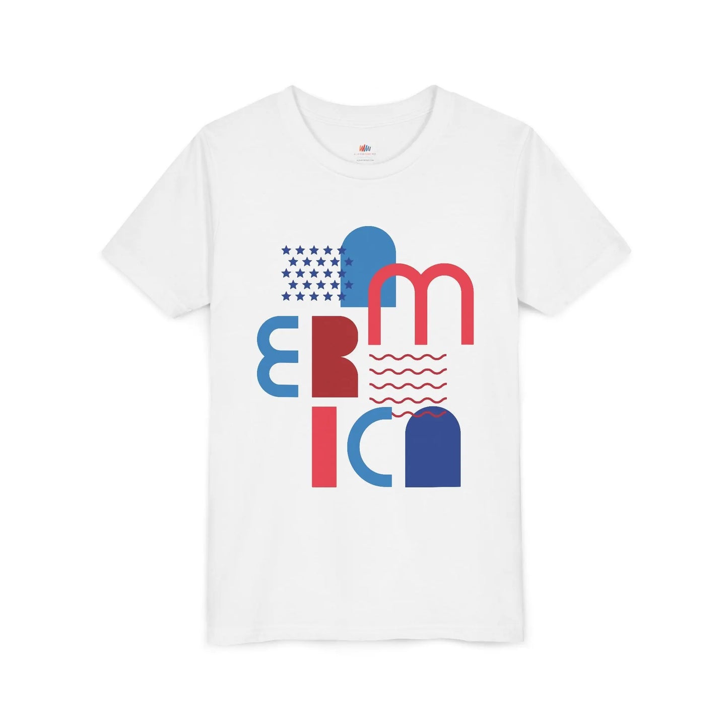 Youth Americana Short Sleeve Tee, Summer Fun Shirt, Patriotic Kids Top, Gift for Independence Day, Red White Blue Tee Printify