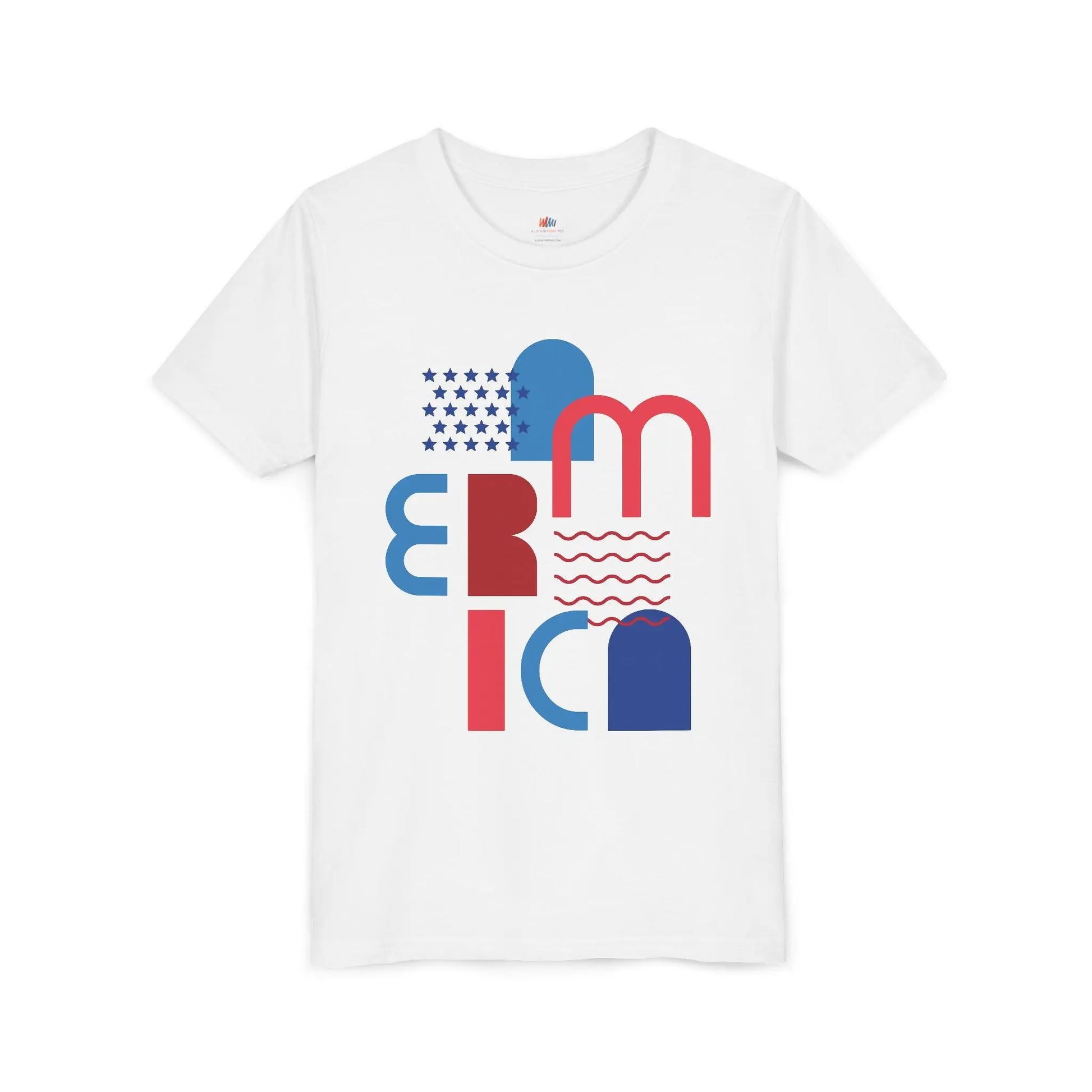Youth Americana Short Sleeve Tee, Summer Fun Shirt, Patriotic Kids Top, Gift for Independence Day, Red White Blue Tee Printify