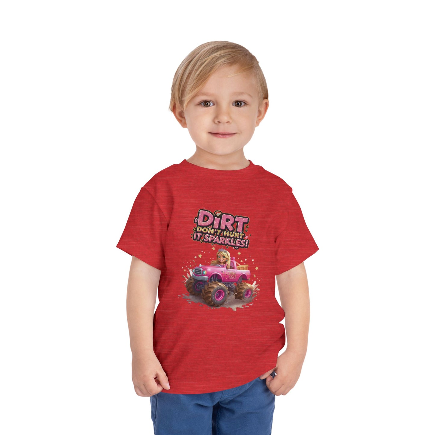 Toddler Tee, Princess in a Pink Monster Truck Dirt Don't Hurt It Sparkles Shirt, Kids Birthday Gift, Cute Girl's Top, Baby Shower Present,