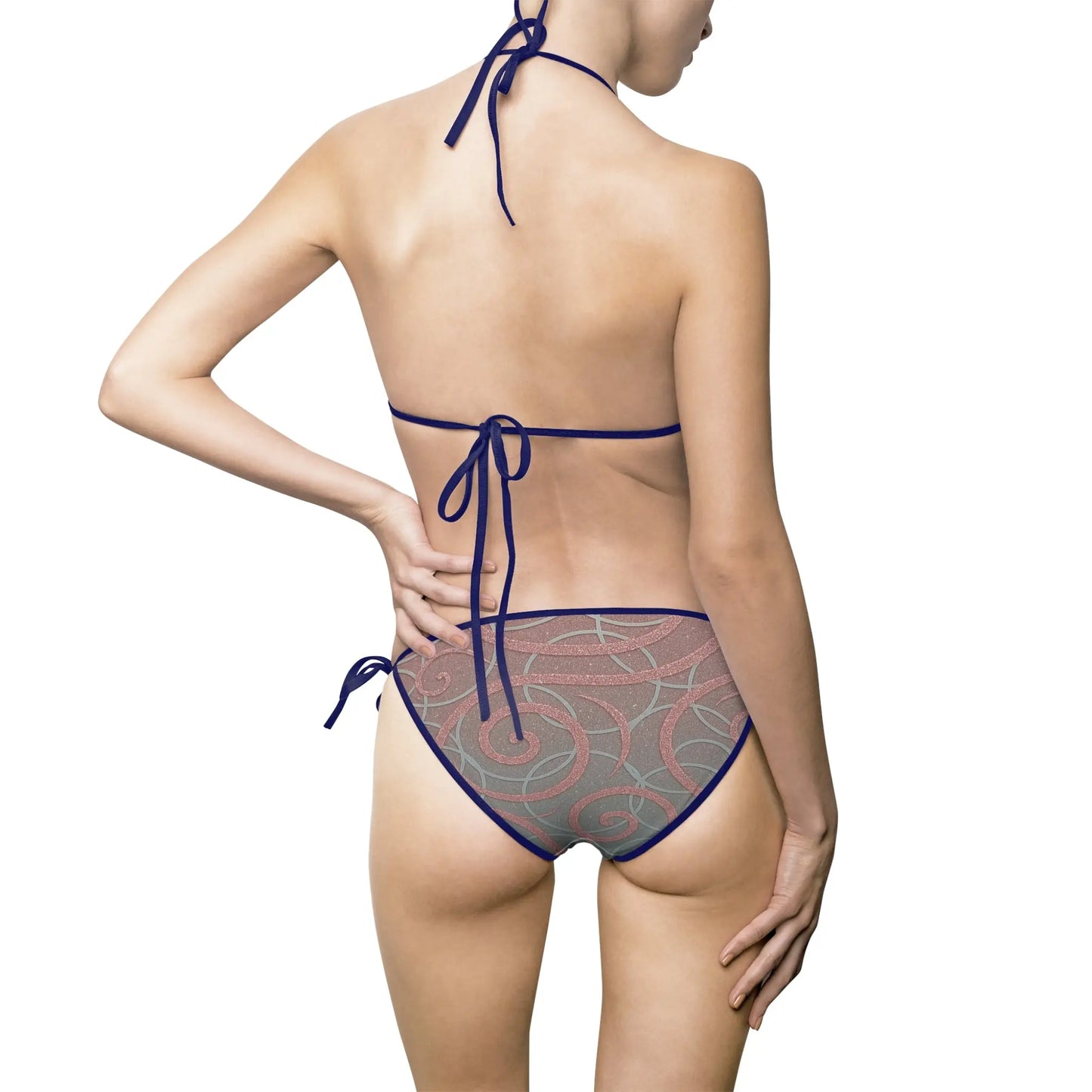 Bikini Swimsuit - Sparkling Silver Circles on Light Pink Design Printify