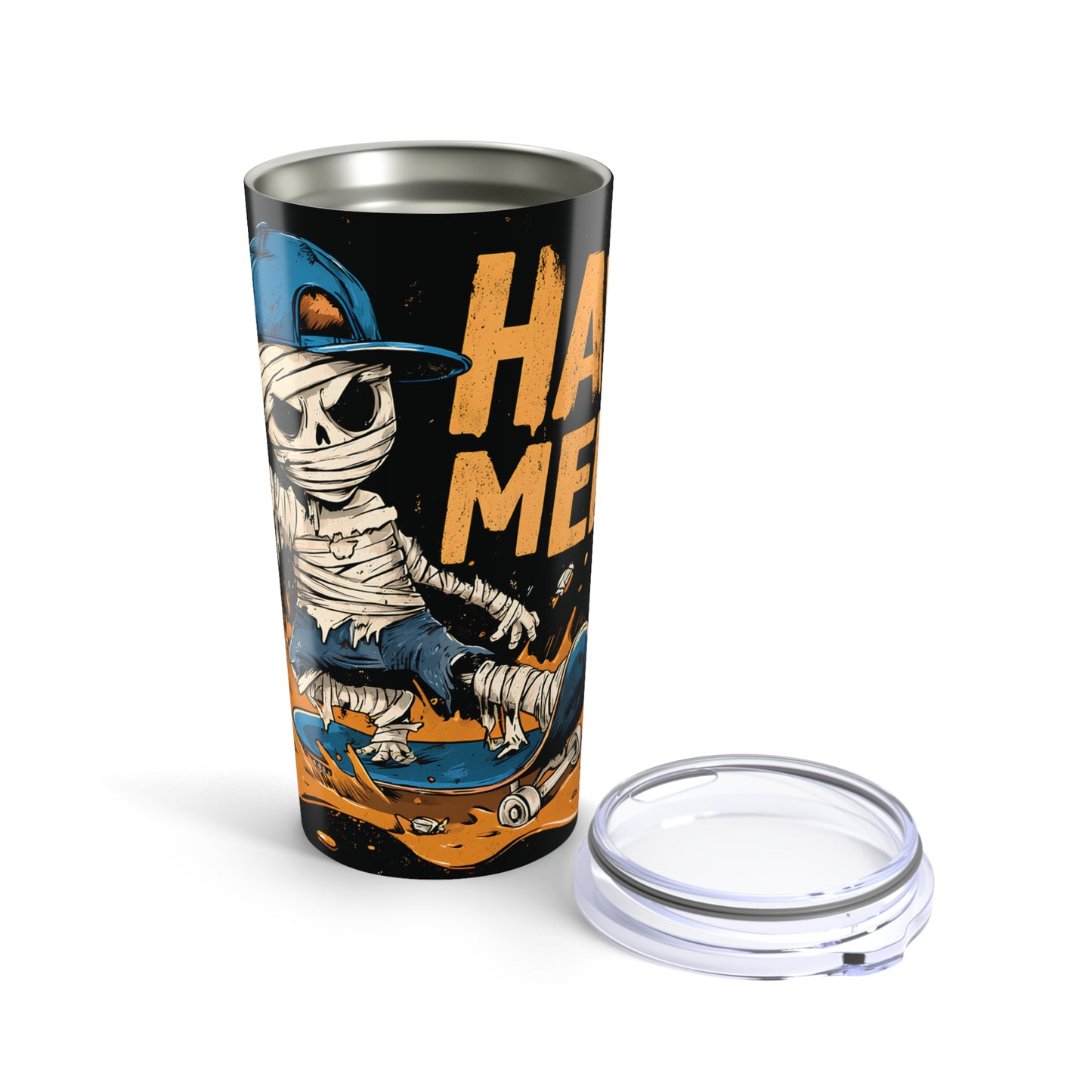 Halloween Tumbler, Mummy Skater 20oz Cup, Hawt Mess Express Coffee Mug, Funny Halloween Drinkware, Spooky Drink Container