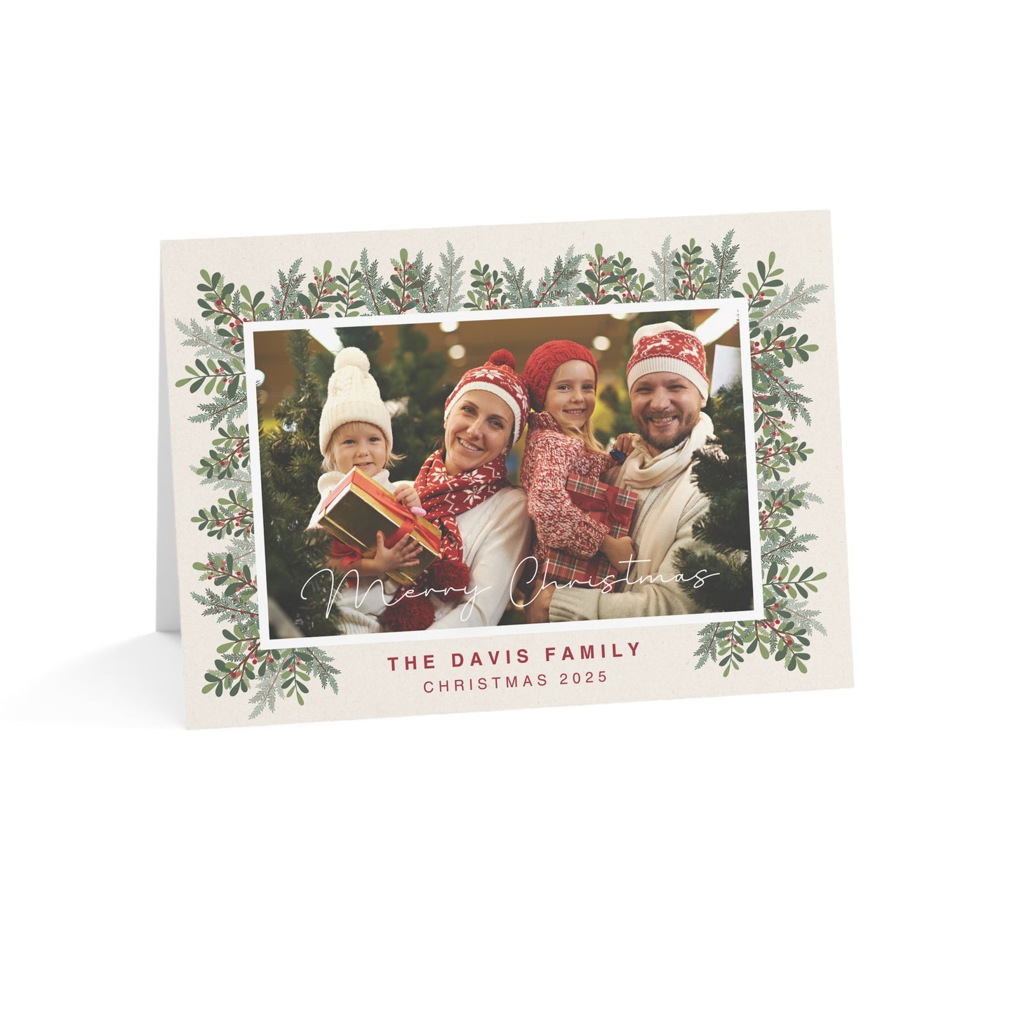 Personalized Family Christmas Cards Custom Photo Holiday Card Set 10 30 or 50 Pack with Envelopes Custom Printed Holiday Greeting