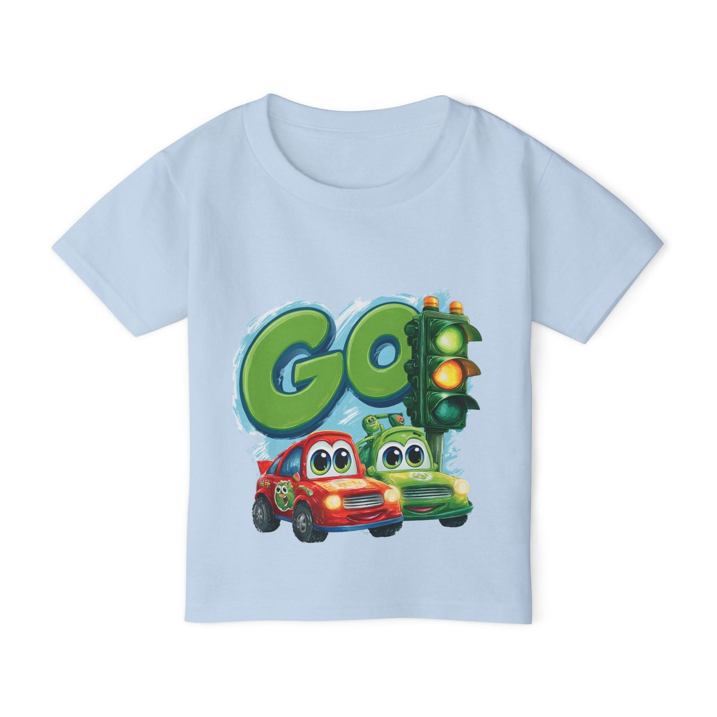 Colorful Kids' Tee with Cars Design, Toddler T-shirt, Go Traffic Shirt, Fun Playtime Apparel, Gift for Birthdays or Holidays Printify