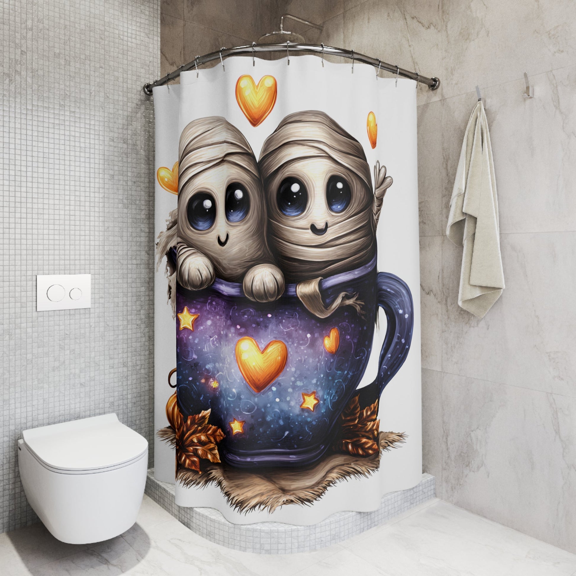 Cute Halloween Shower Curtain - Mummy Design, Decorative Home Decor, Spooky Bathroom, Fall Celebration, Kids Room Accessories Printify