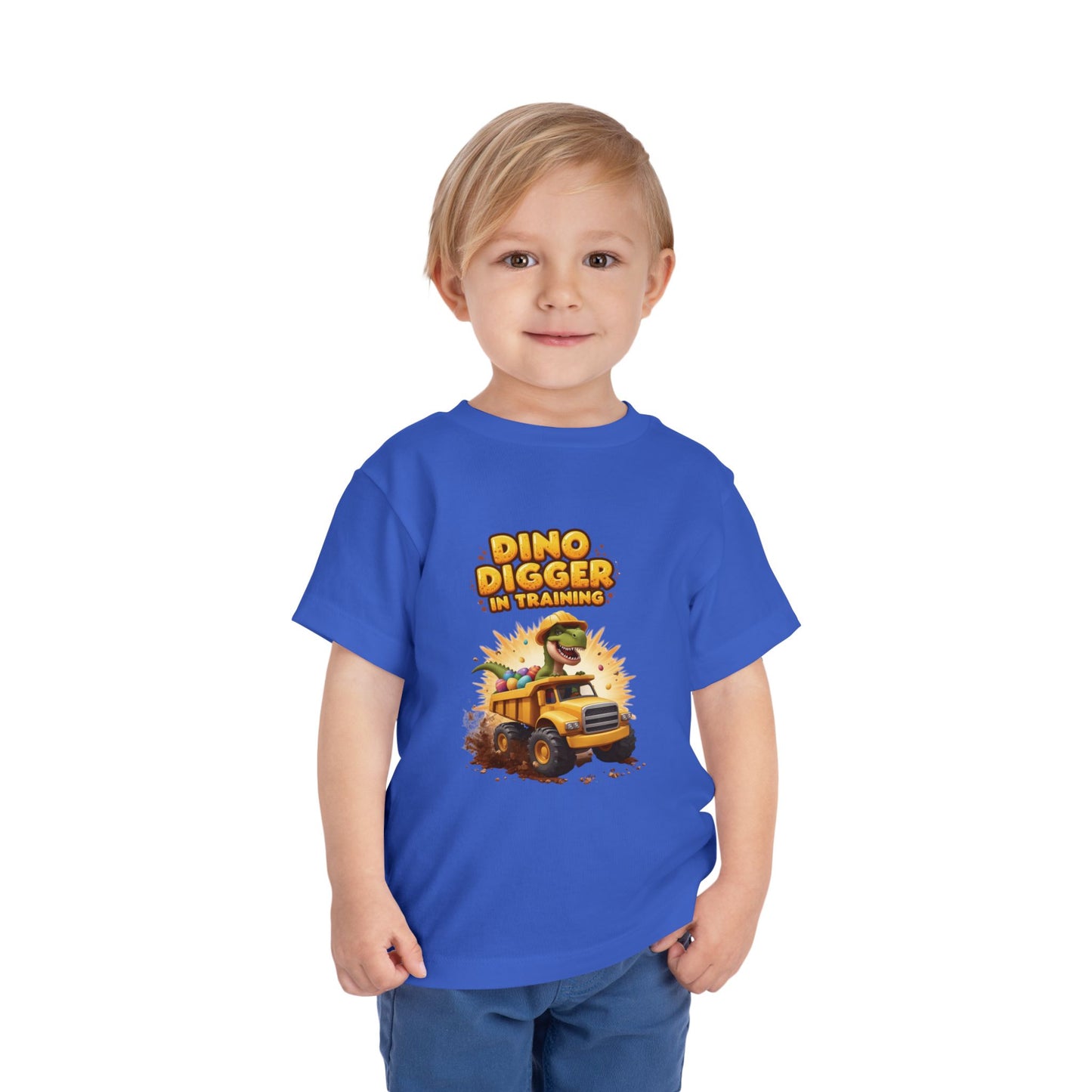 Dino Digger Toddler Tee - Fun Dino Excavator T-Shirt, Kids Gift, Birthday Outfit, Playwear, Cute Dinosaur Apparel