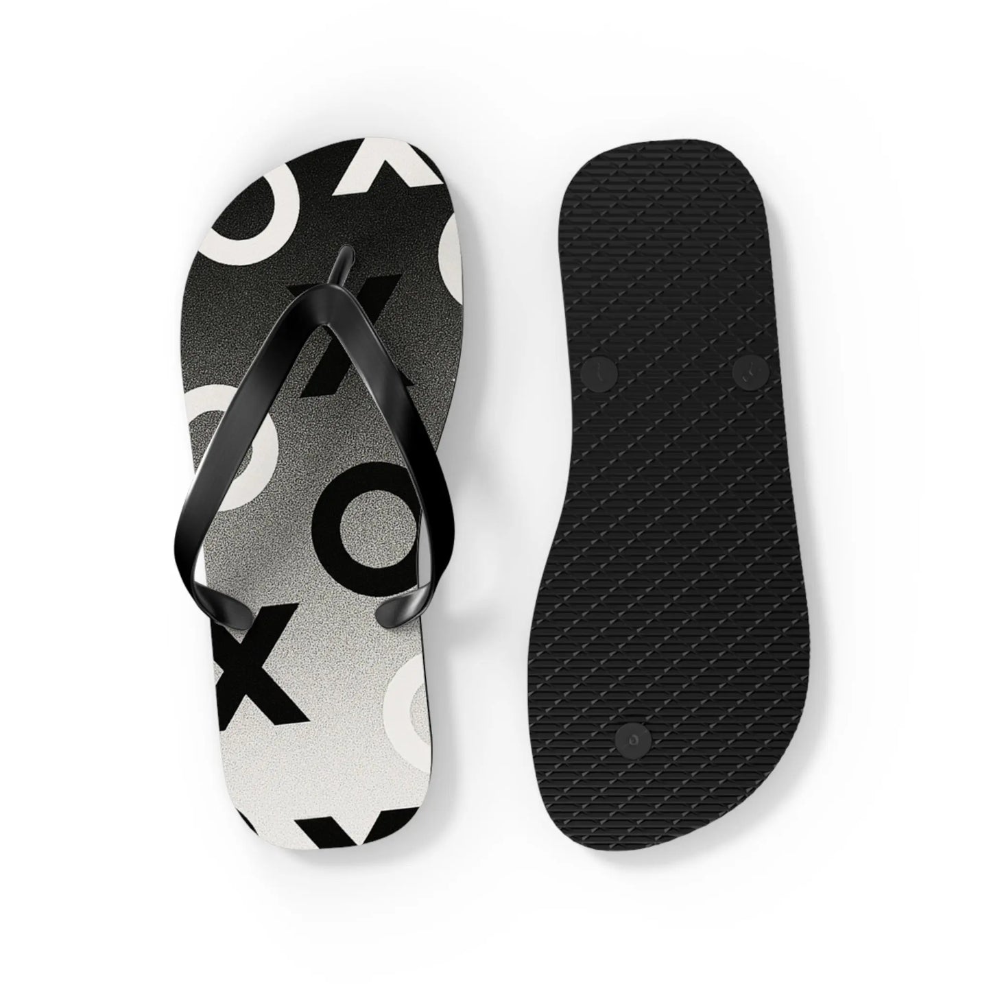 Stylish Flip Flops with Minimalist OX Design, Beach Footwear, Summer Sandals, Casual Summer Vibes, Vacation Essentials Printify