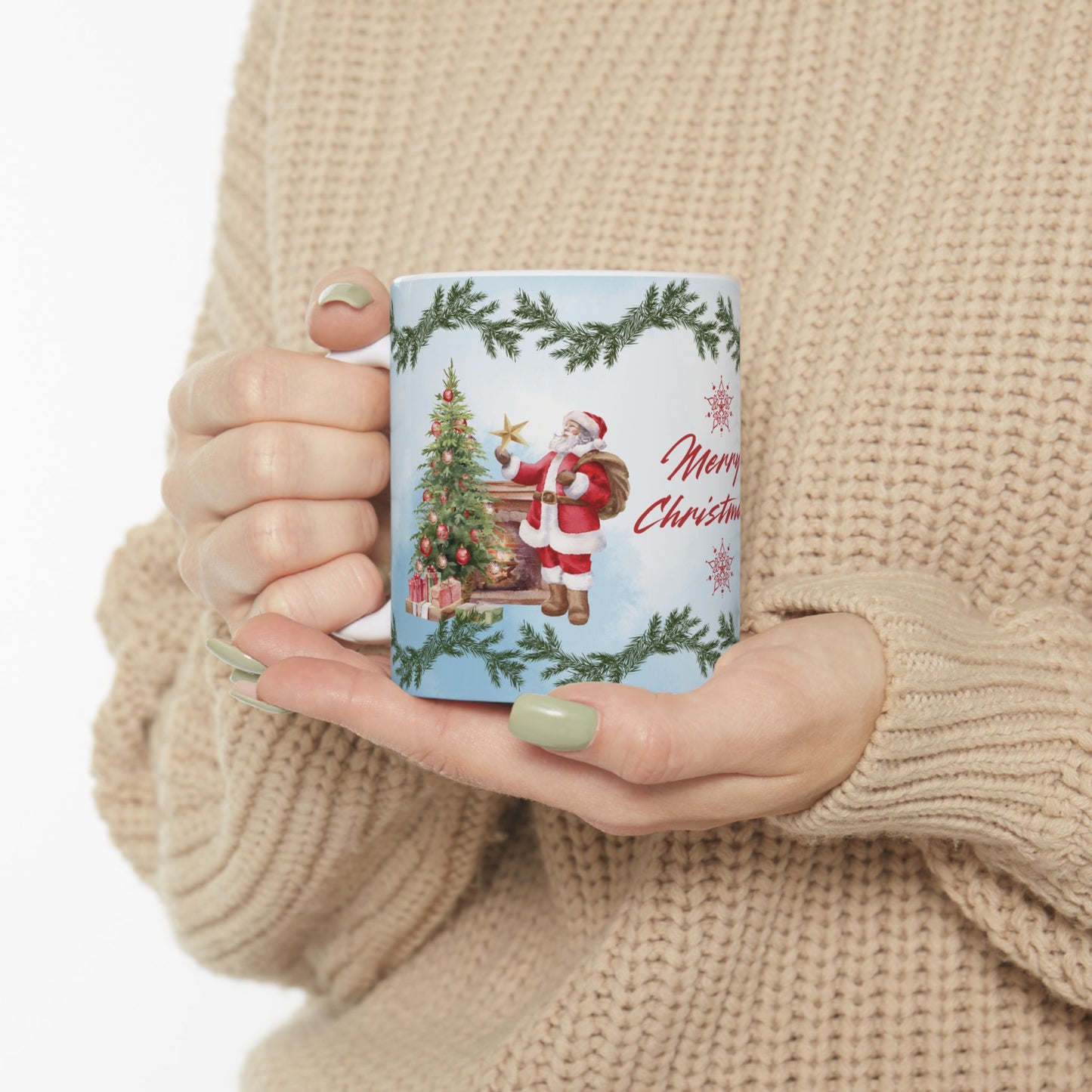 Merry Christmas Ceramic Mug, Holiday Gift, Festive Coffee Cup, Christmas Decor, Seasonal Beverageware
