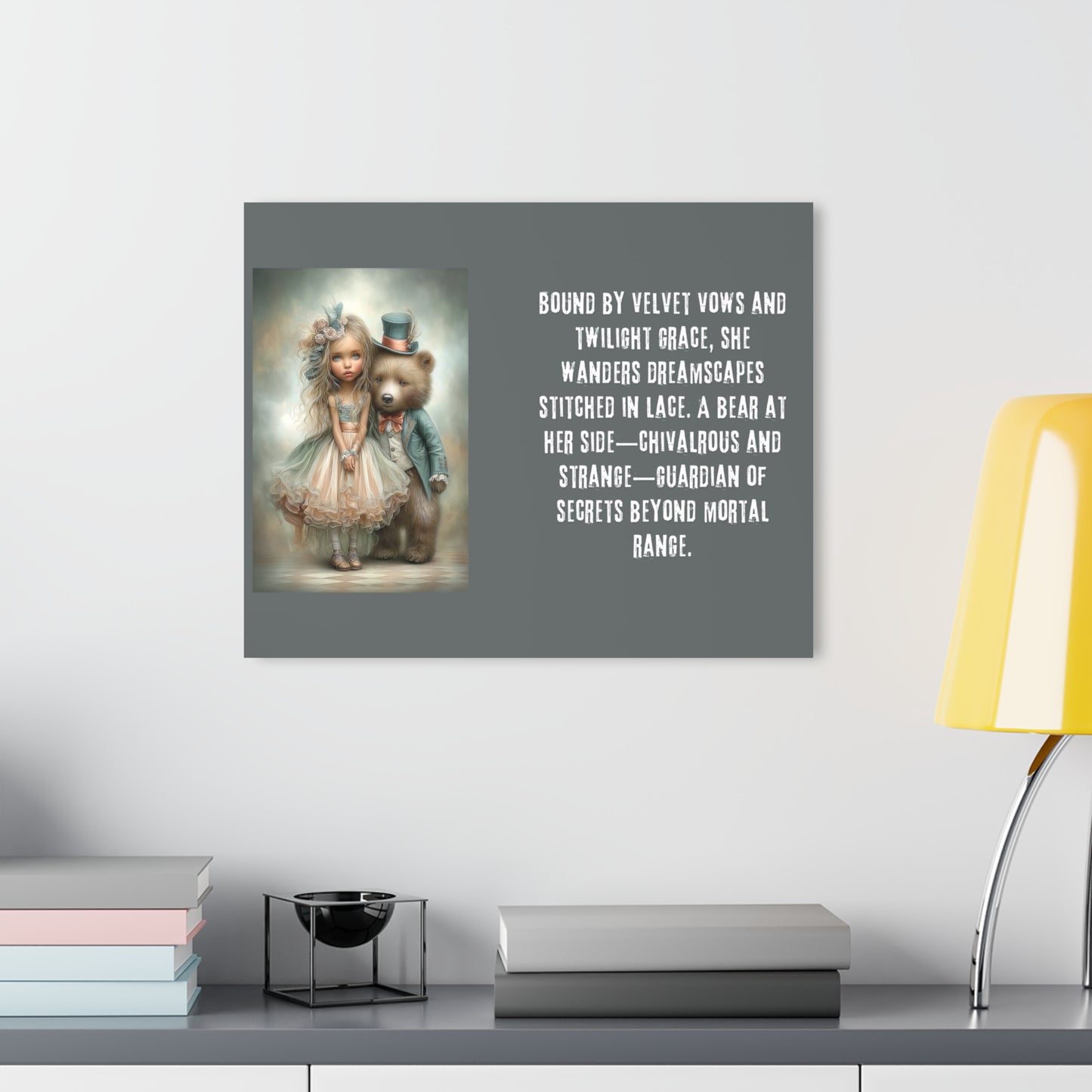 Acrylic Prints - Whimsical Girl and Bear French Cleat Hanging Frame with Enchanting Poem on the Horizontal Frames only.