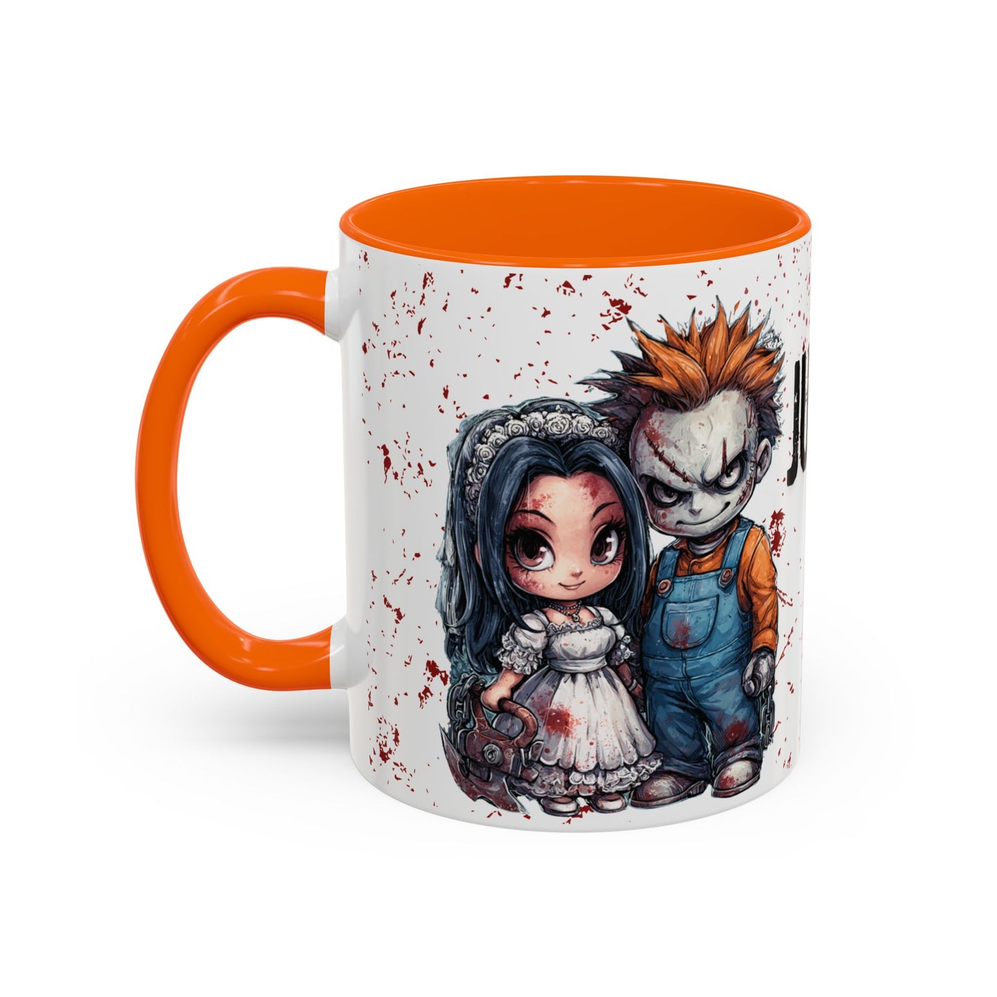 Accent Coffee Mug - Gothic Halloween Bride and Groom Just Stitched Personalized Mug
