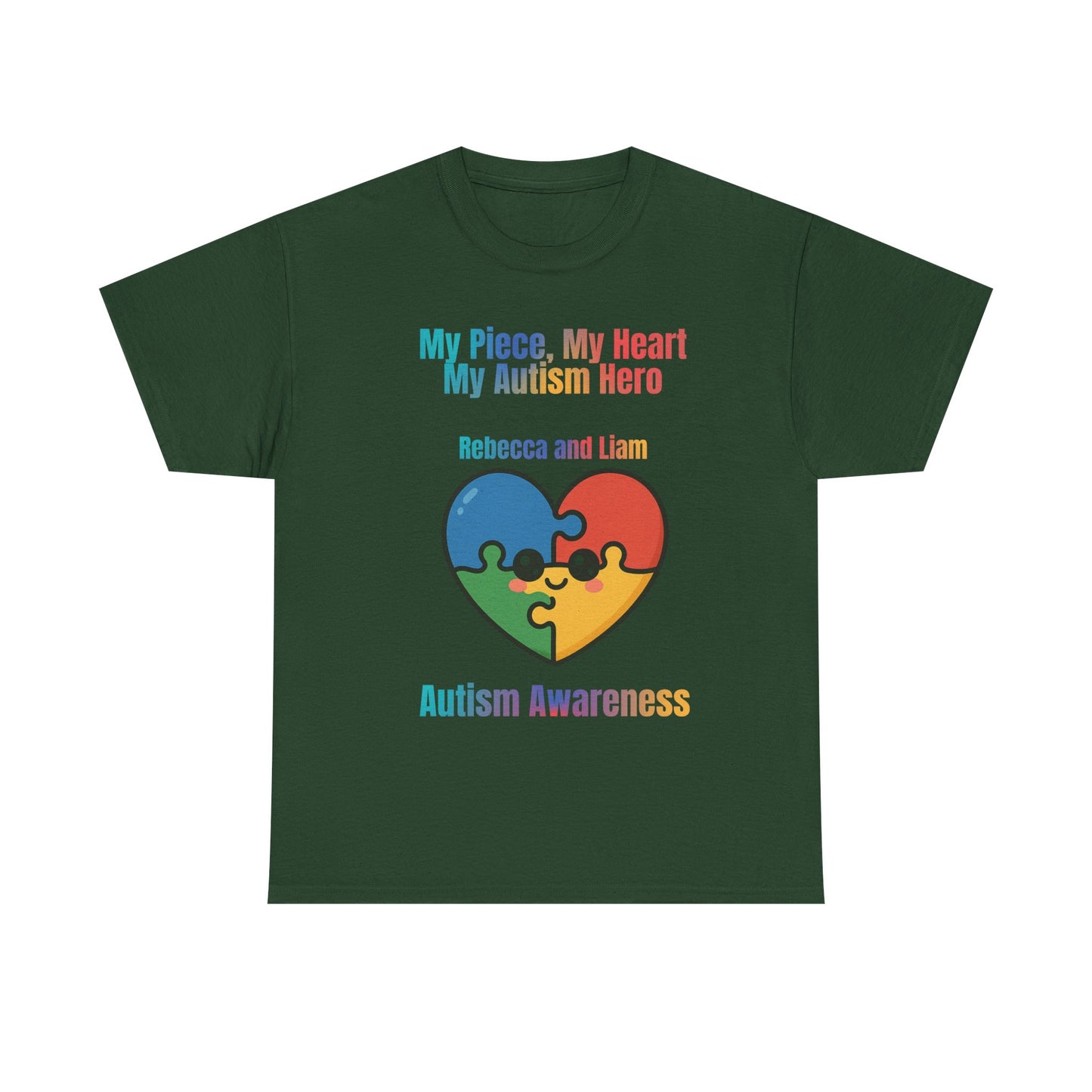 Customizable Autism Awareness Tee, My Piece My Heart Hero Shirt, Unisex Cotton Tee, Puzzle Heart Design, Inclusive Apparel