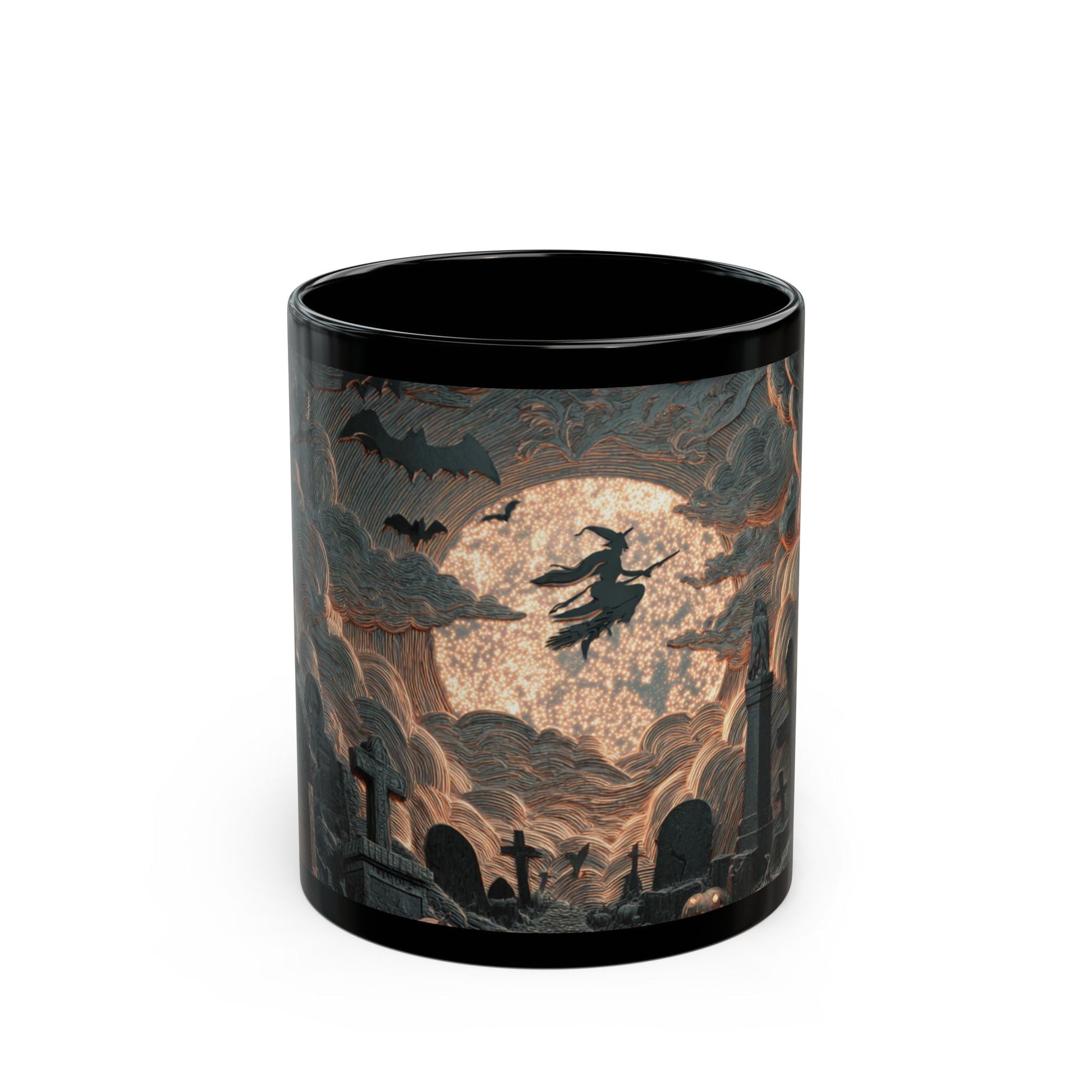Spooky Witching Hour Mug - Perfect for Halloween Coffee Lovers, Black Ceramic Cup, Gift for Witch Fans, Unique Kitchen Decor, [...] Printify