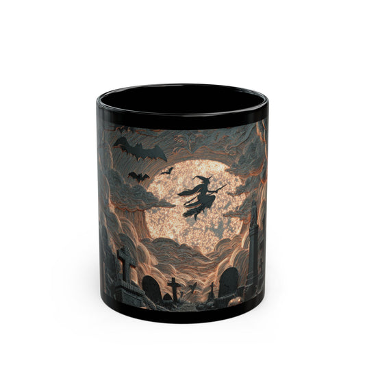 Spooky Witching Hour Mug - Perfect for Halloween Coffee Lovers, Black Ceramic Cup, Gift for Witch Fans, Unique Kitchen Decor, [...] Printify