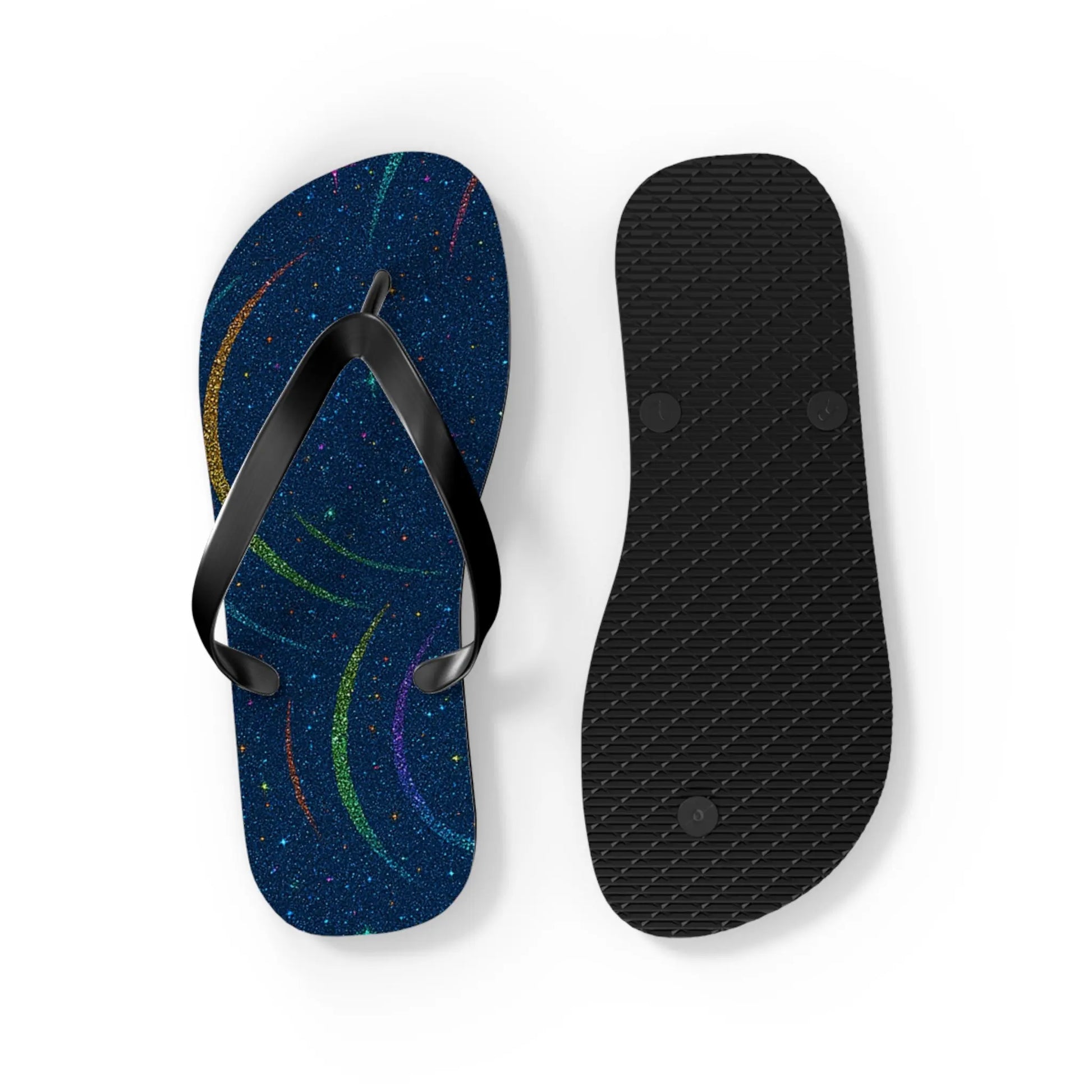 Cosmic Flip Flops | Starry Beach Sandals, Summer Footwear, Boho Style, Vacation Slides, Festival Accessories Printify