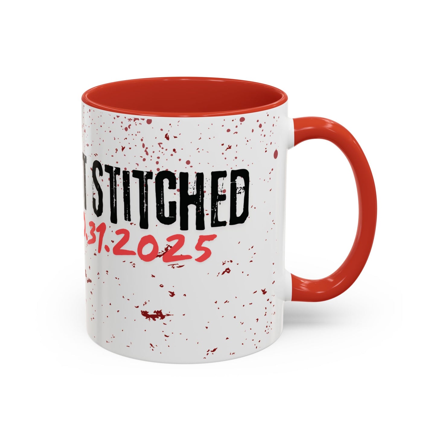 Accent Coffee Mug - Gothic Halloween Bride and Groom Just Stitched Personalized Mug