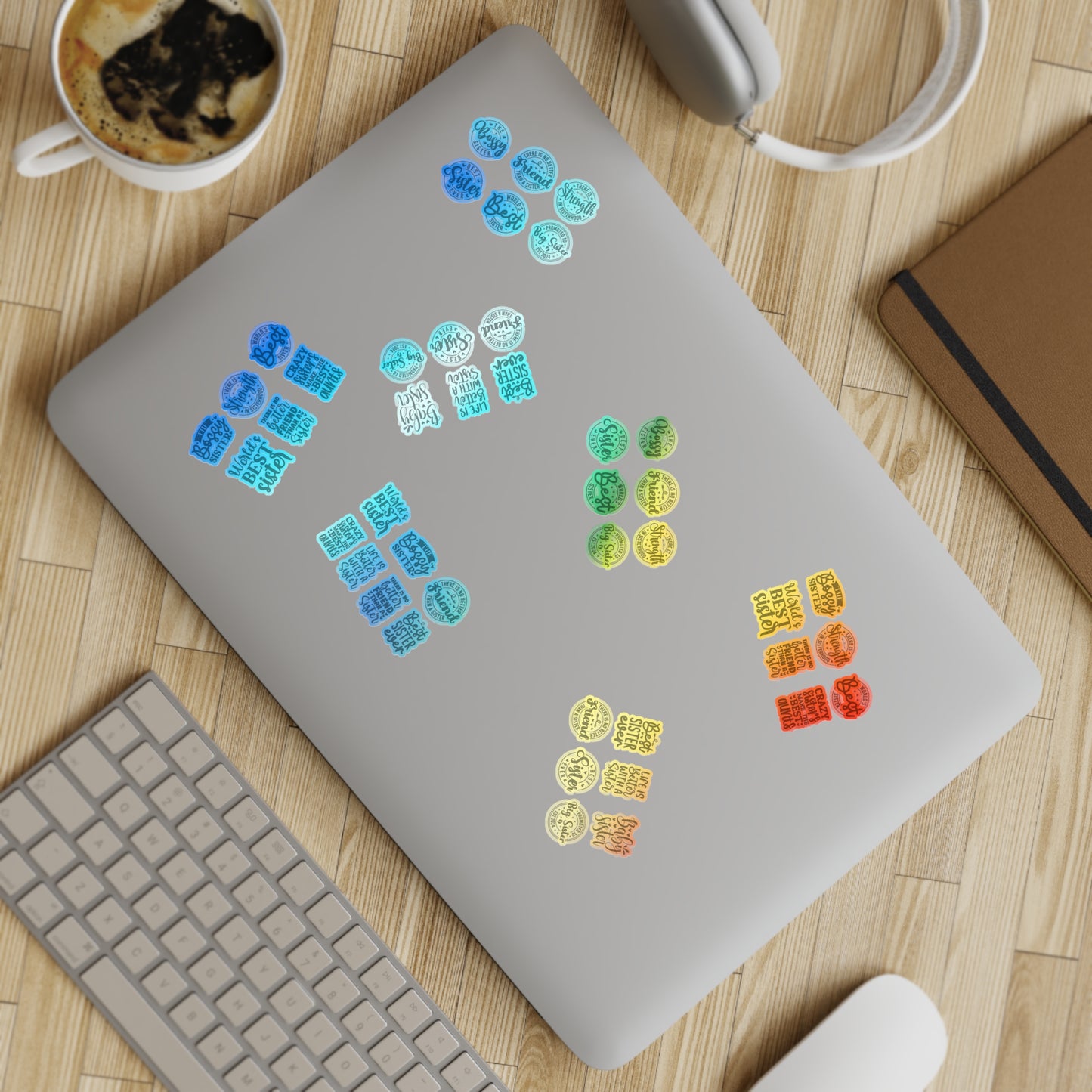 Sisterhood Sticker Bundle | 5 Sheets (125 Stickers) | White, Transparent or Holographic | Big Sister, Little Sis, Best Sister Gift