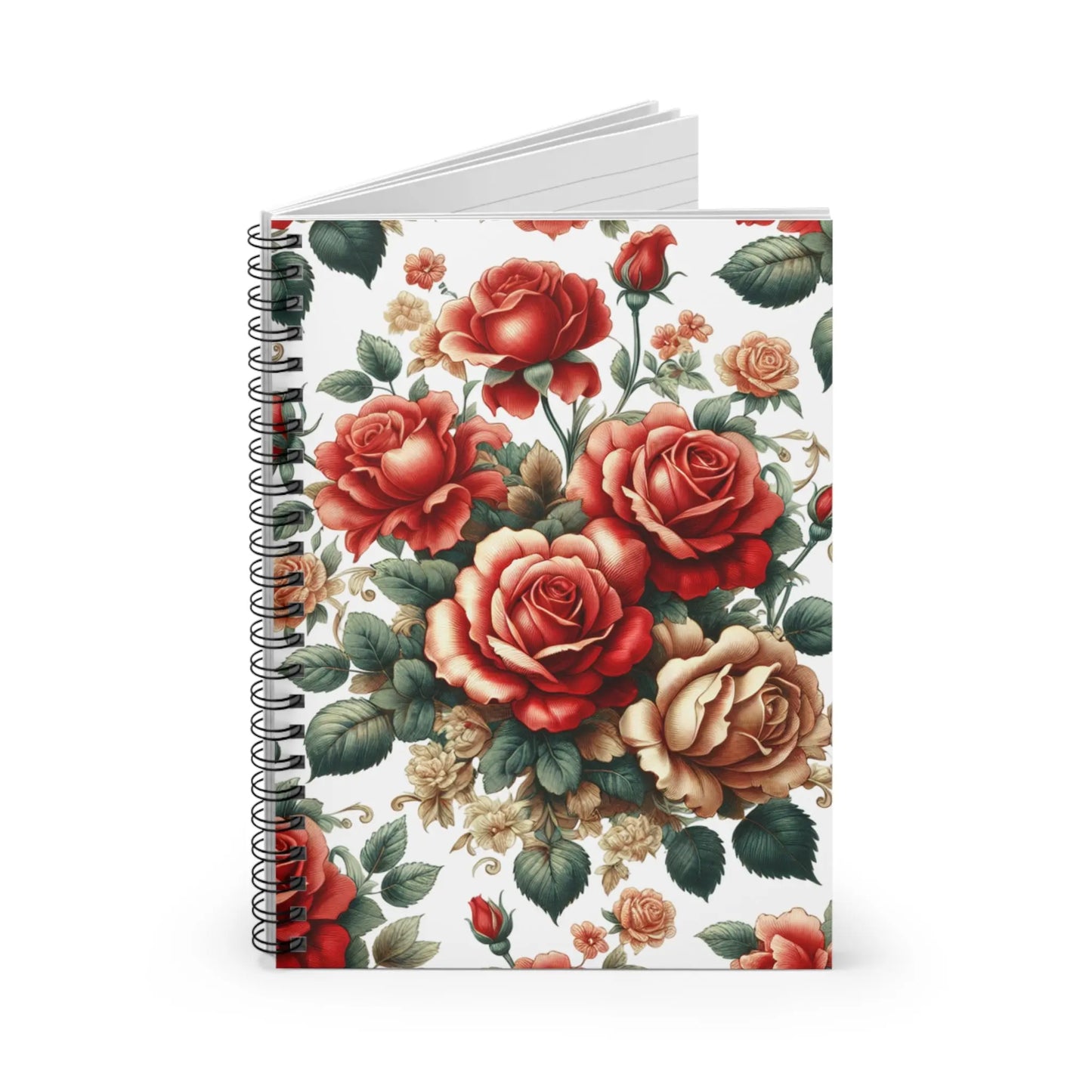 Vintage Floral Spiral Notebook - Ruled Line | Journaling, Notetaking, Gift, Floral Design, Stationery Printify