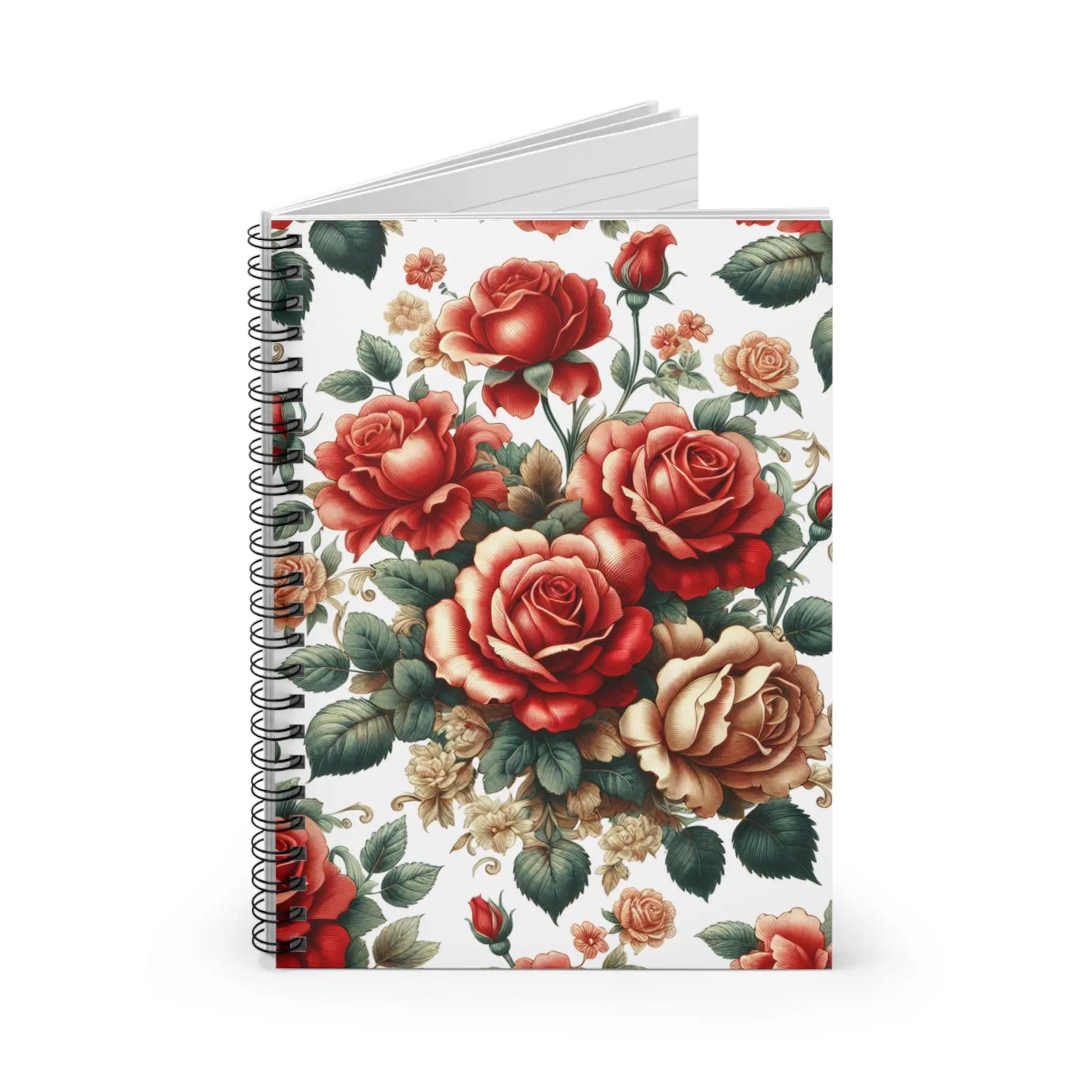 Vintage Floral Spiral Notebook - Ruled Line | Journaling, Notetaking, Gift, Floral Design, Stationery Printify