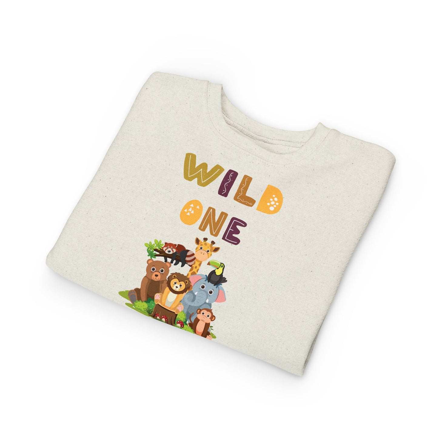 Wild One Toddler Sweatshirt - Cute Animal Design, Birthday Gift, Kids' Apparel, Playtime Outfit, Baby Shower Gift