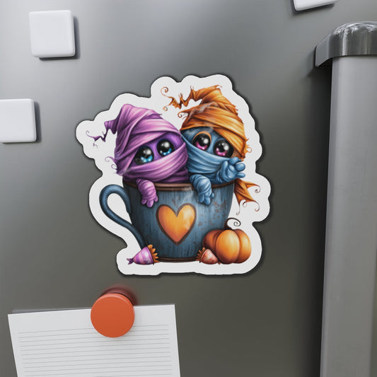 Magnet - Cute Halloween Mummies in Coffee Cup Design Printify