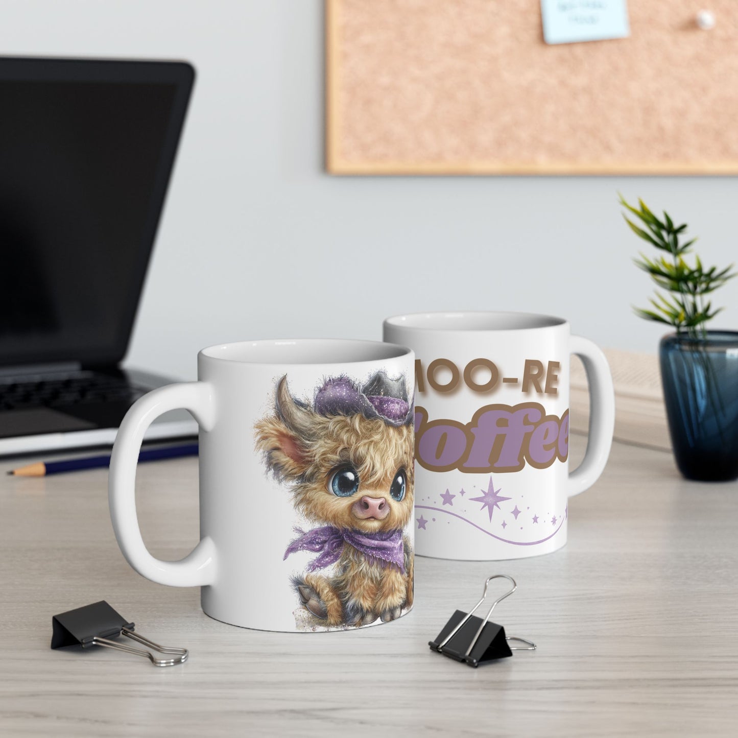Highland Cow Coffee Mug Moo Re Coffee White Glossy Cup 11oz and 15oz