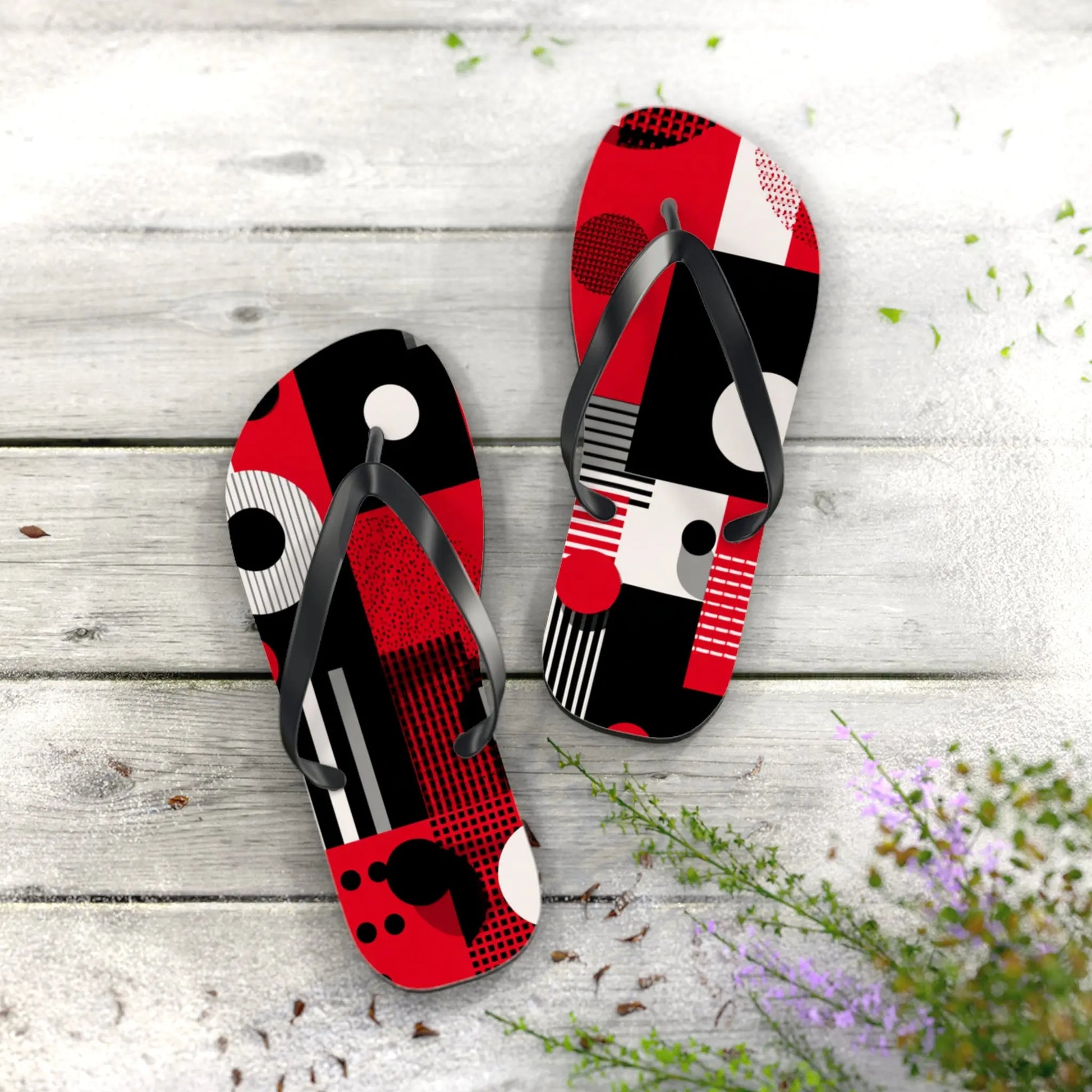 Flip Flops Ladybug Color inspired Geometric Patterns Printify