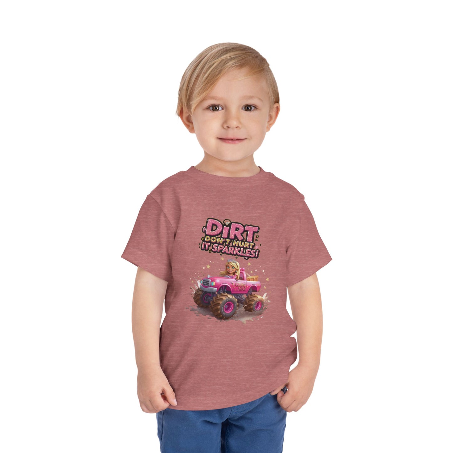 Toddler Tee, Princess in a Pink Monster Truck Dirt Don't Hurt It Sparkles Shirt, Kids Birthday Gift, Cute Girl's Top, Baby Shower Present,