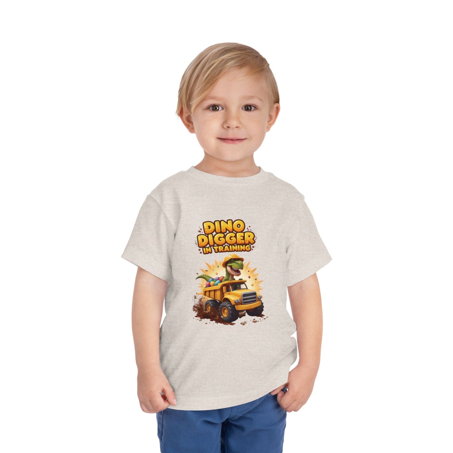 Dino Digger Toddler Tee - Fun Dino Excavator T-Shirt, Kids Gift, Birthday Outfit, Playwear, Cute Dinosaur Apparel