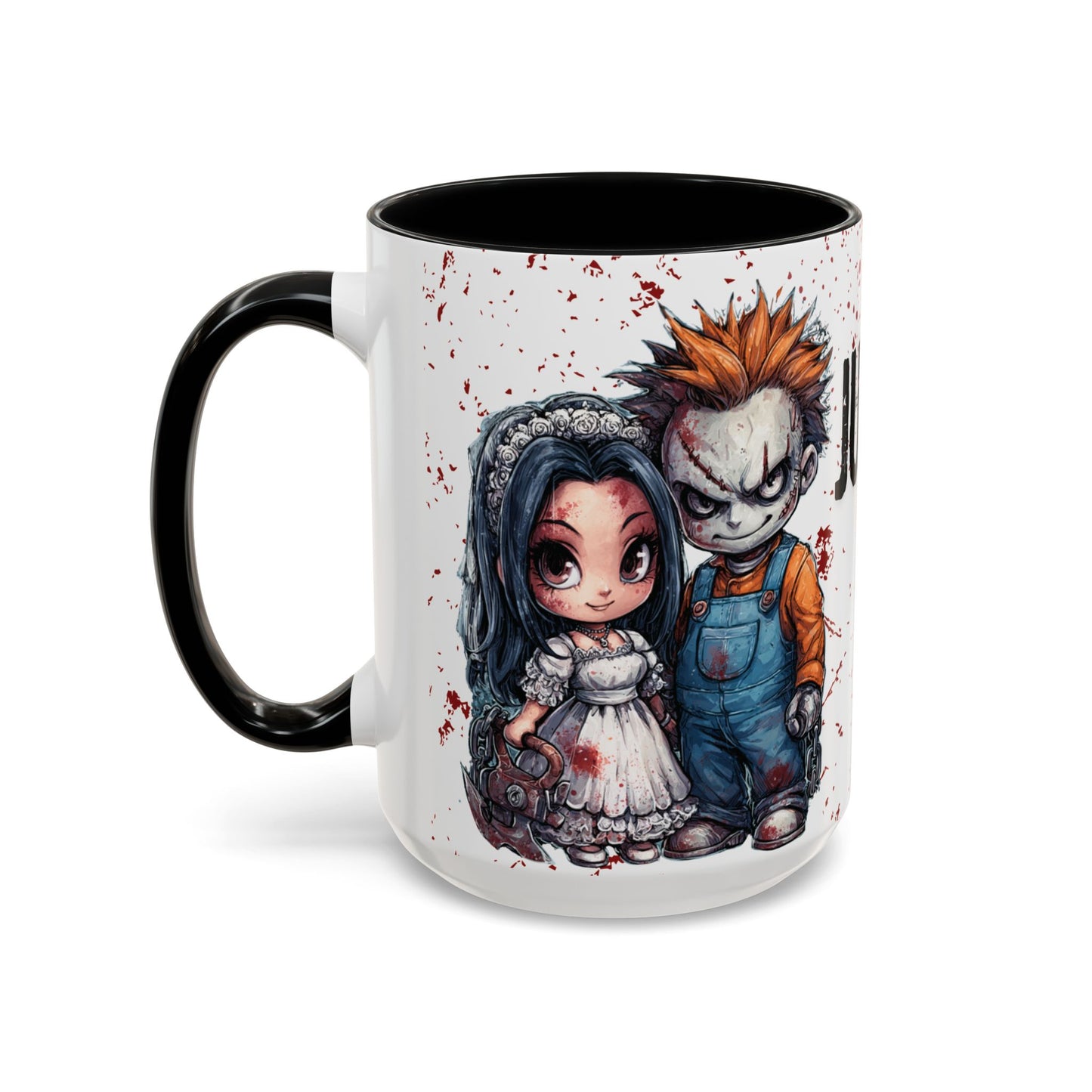 Accent Coffee Mug - Gothic Halloween Bride and Groom Just Stitched Personalized Mug
