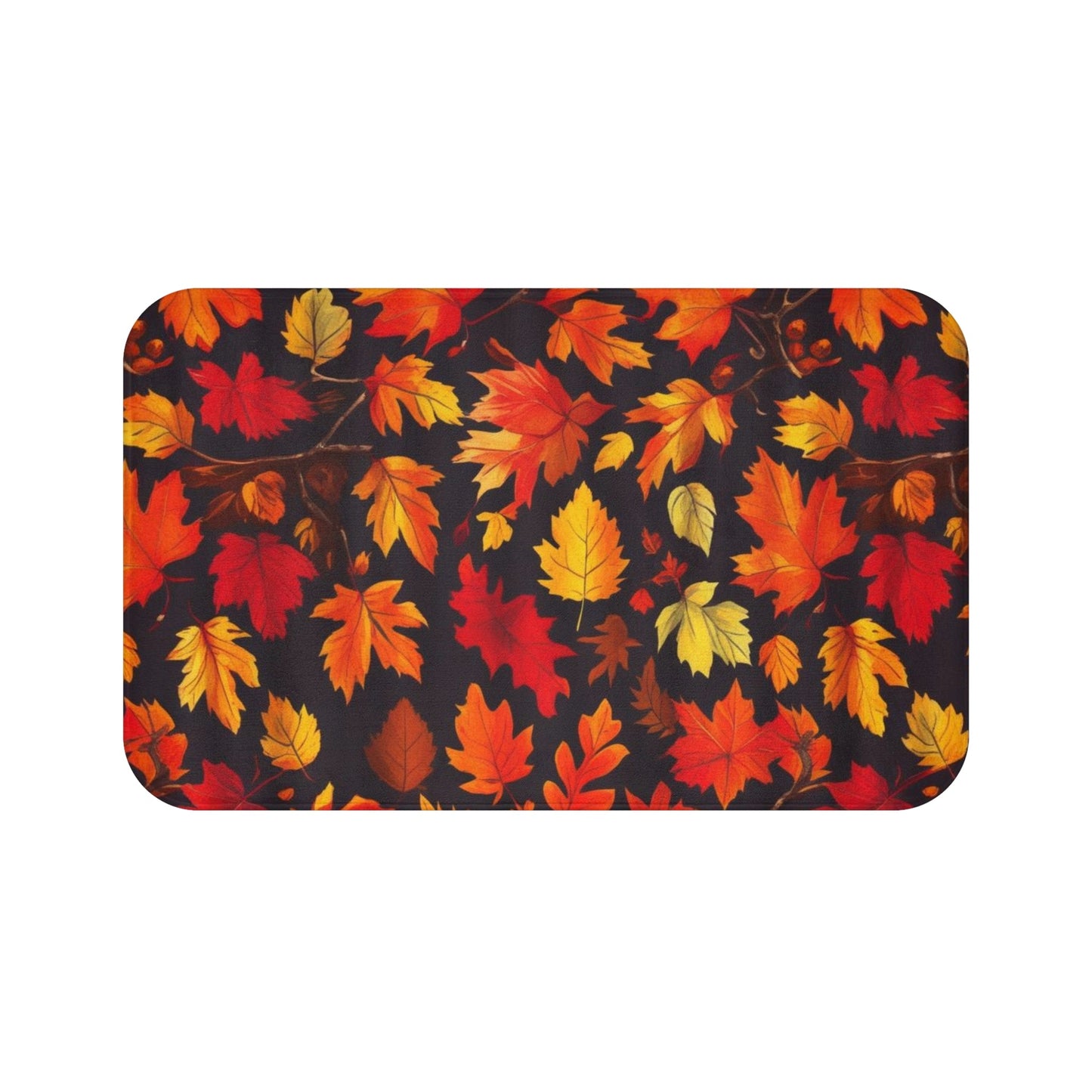Autumn Leaves Bath Mat, Seasonal Bathroom Decor, Fall Home Accents, Cozy Vibes, Thanksgiving Gift, Leaf Print Rug Printify