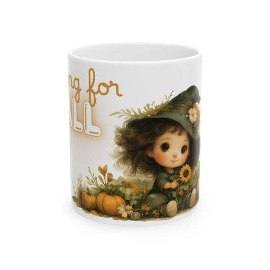 Falling for Fall Mug Cozy Autumn Witch Pumpkins and Sunflowers Coffee Cup