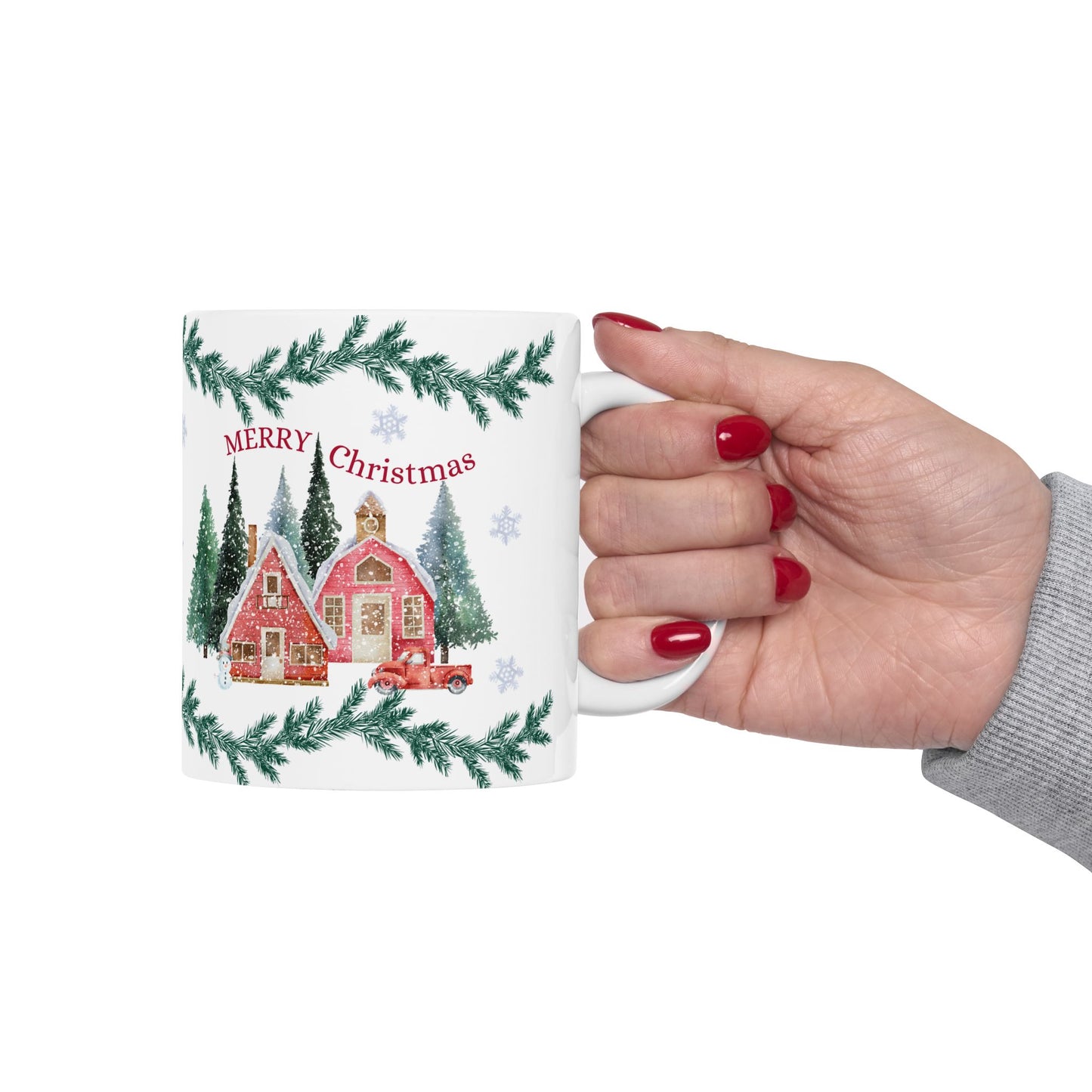 Christmas-Themed Ceramic Mug, Holiday Gift, Festive Drinkware, Winter Decor, Home & Kitchen, Coffee/Tea Cup