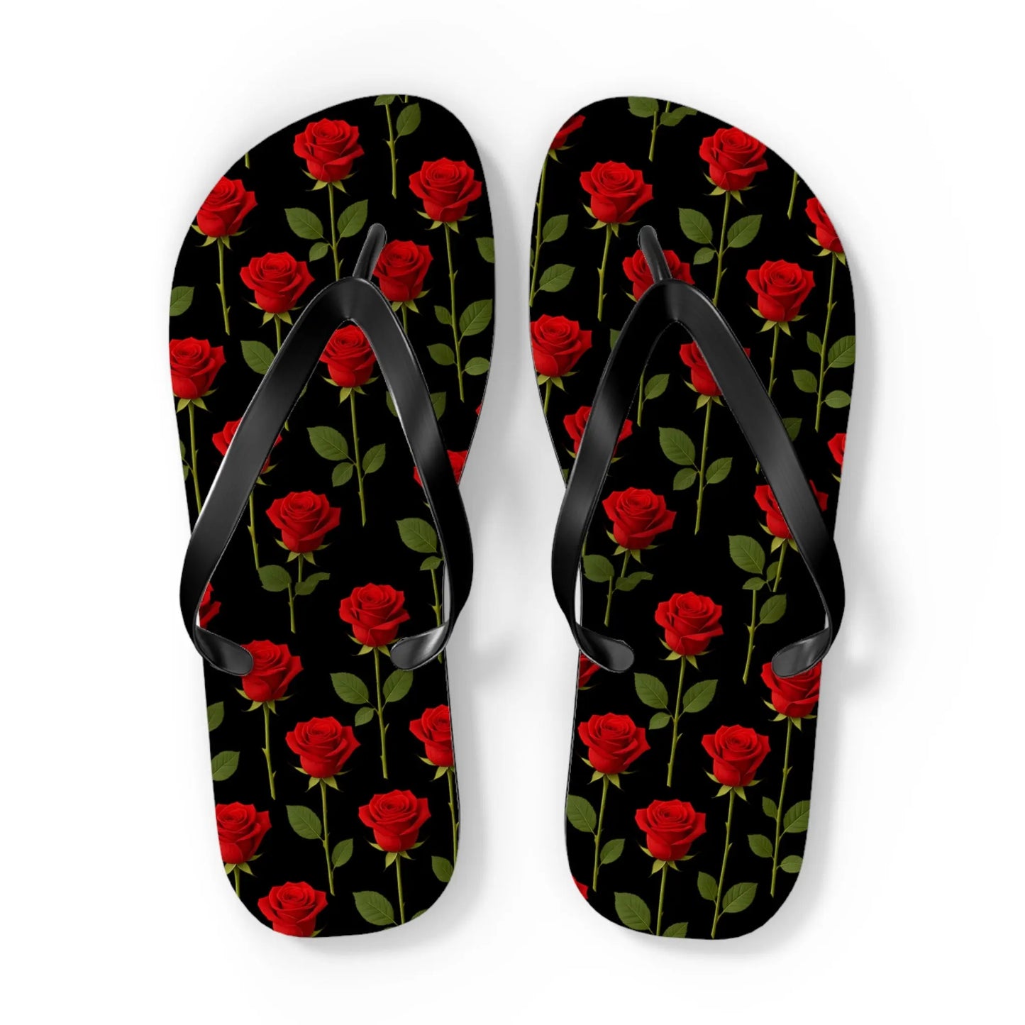 Flip Flops - Long Stemmed Roses Beach Sandals Printify