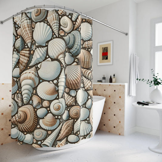Shower Curtains Sea Shell Pattern Printify