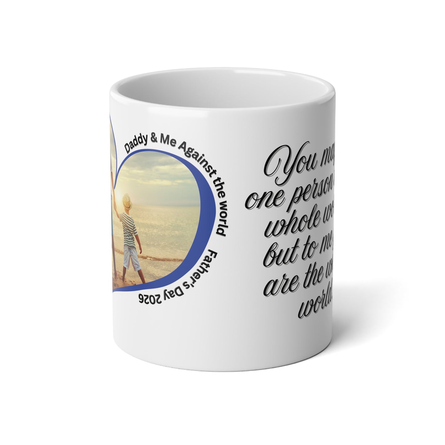 Personalized Fathers Day Jumbo Mug Custom Photo Heart Coffee Cup With Name and Date Keepsake Gift 20oz