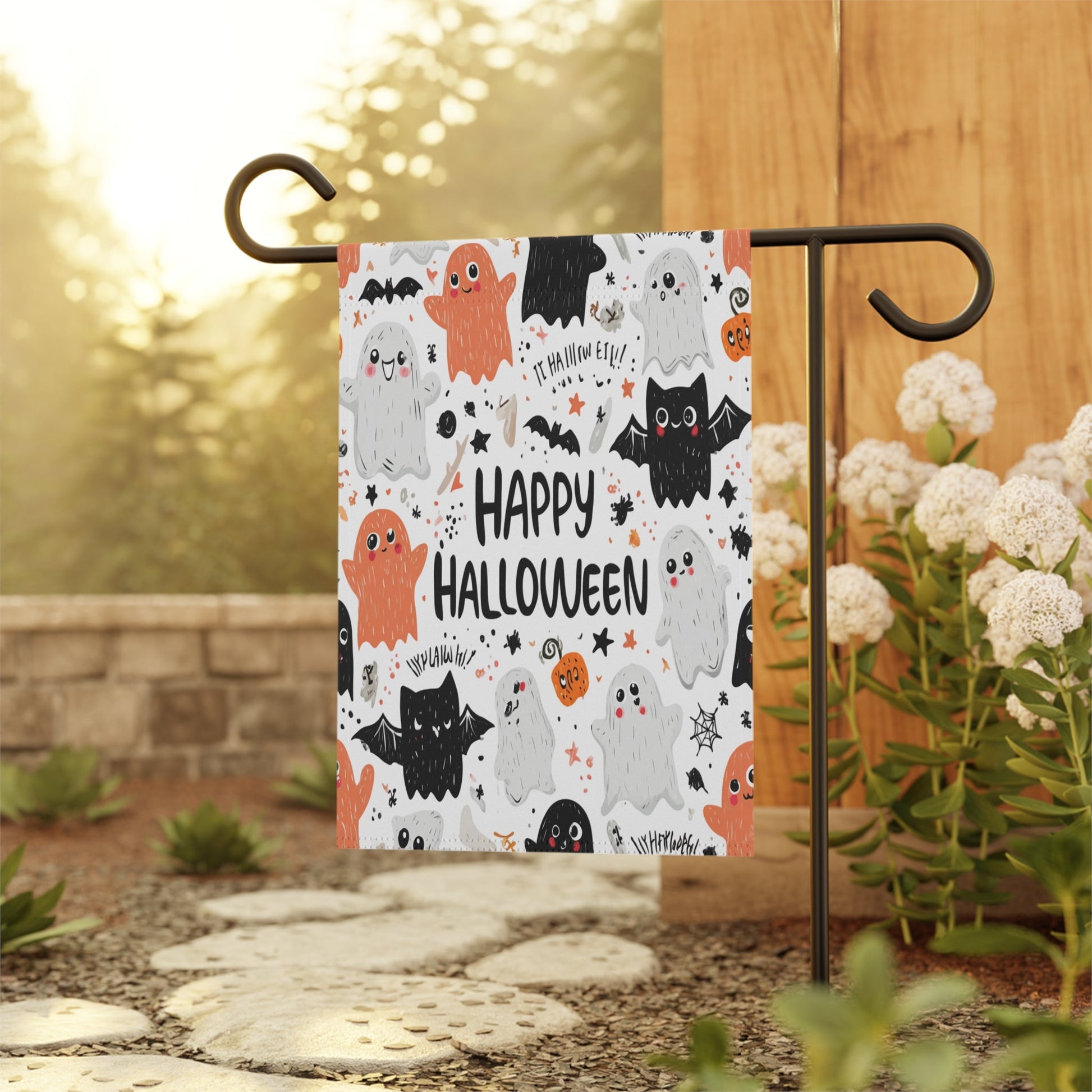 Halloween Garden Banner, Spooky Outdoor Decor, Fall Decorations, Seasonal Yard Sign, Trick or Treat Flag Printify