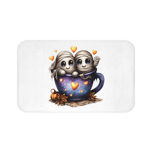 Cute Ghosts in Cup Bath Mat, Halloween Decor, Cozy Bathroom Accessory, Fall Gift, Adorable Home Accent - A Lid for Every Pot ~ Everyday Designz ~