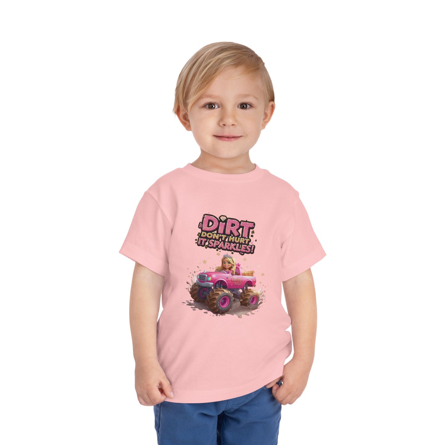 Toddler Tee, Princess in a Pink Monster Truck Dirt Don't Hurt It Sparkles Shirt, Kids Birthday Gift, Cute Girl's Top, Baby Shower Present,