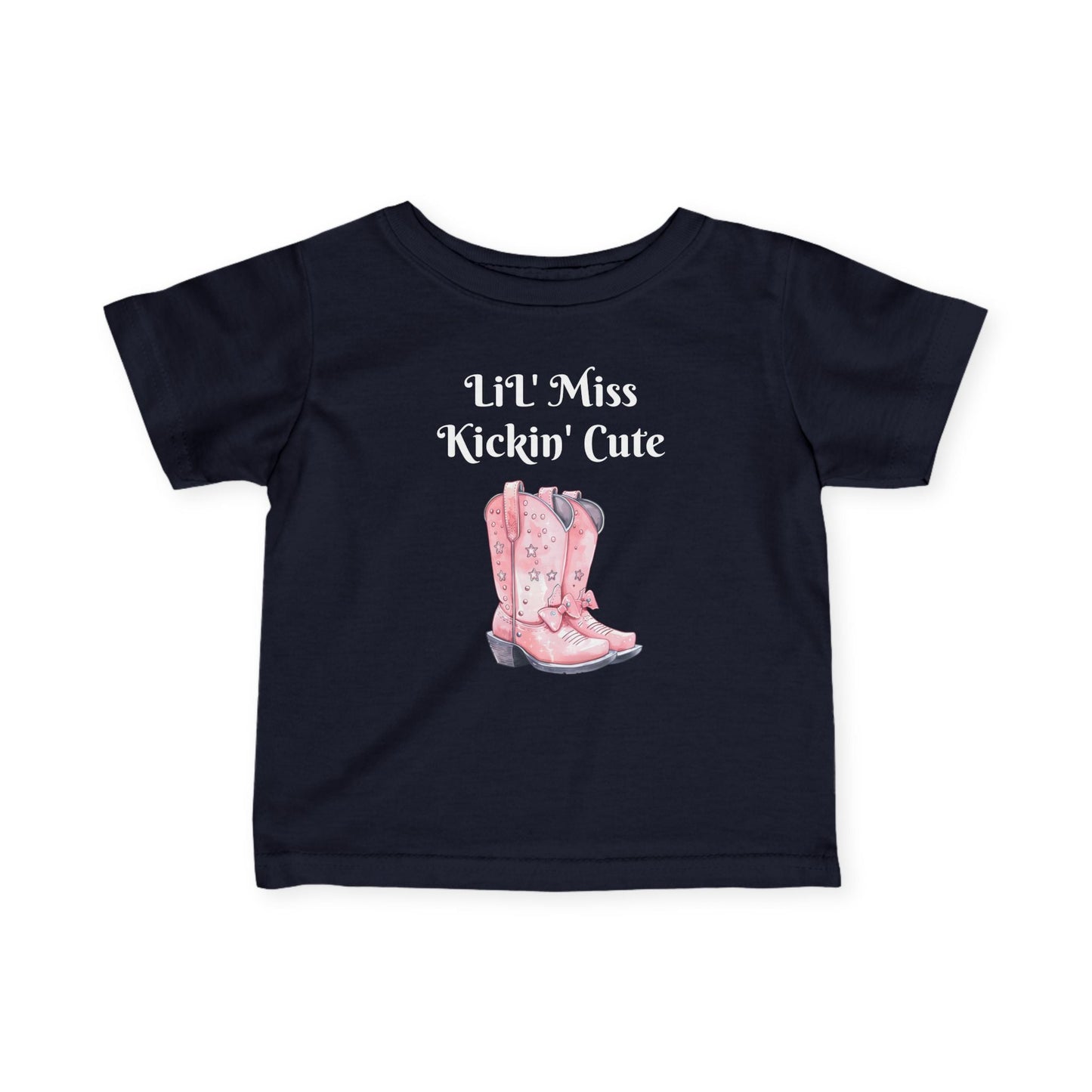 Lil' Miss Kickin' Cute Infant Tee, Baby Shirt, Toddler Clothing, Western Theme Outfit, Cute Baby Gift, Birthday Present Printify