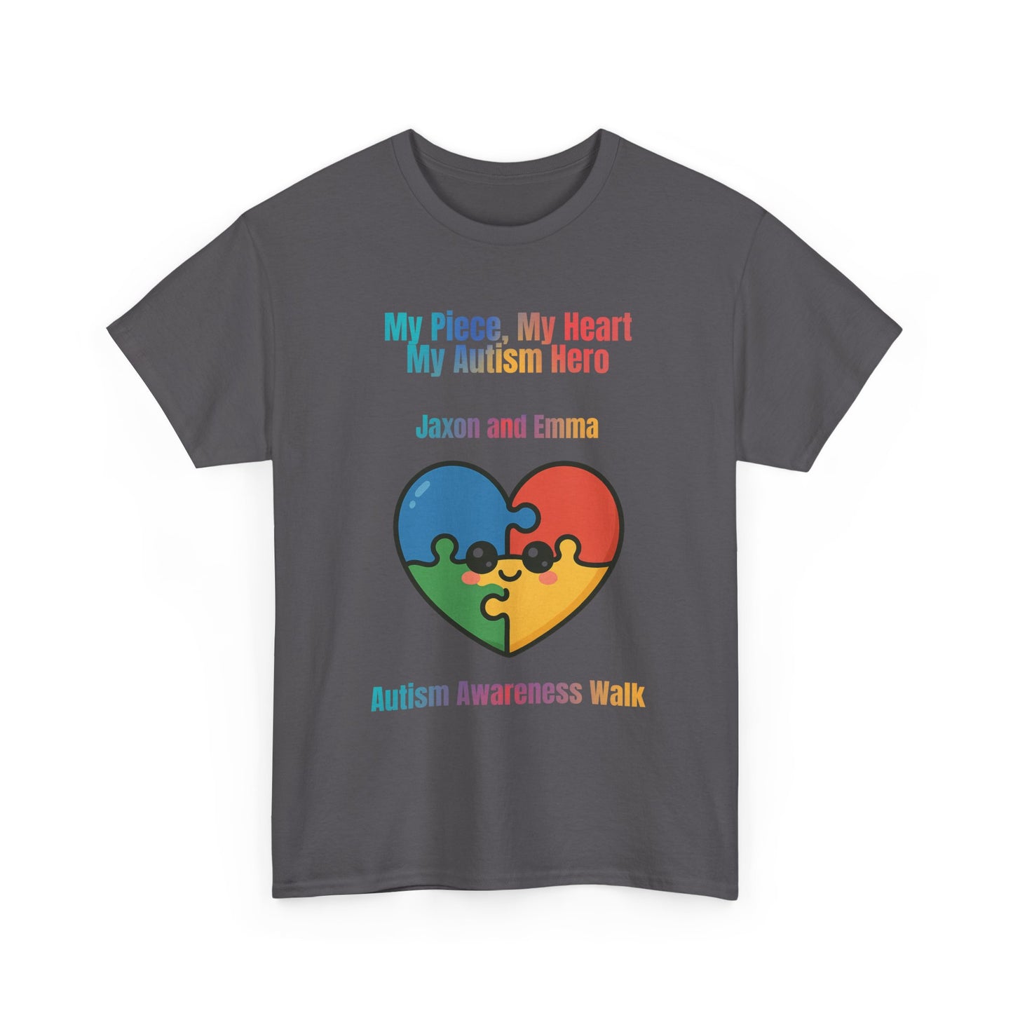 Customizable Autism Awareness Tee, My Piece My Heart Hero Shirt, Unisex Cotton Tee, Puzzle Heart Design, Inclusive Apparel